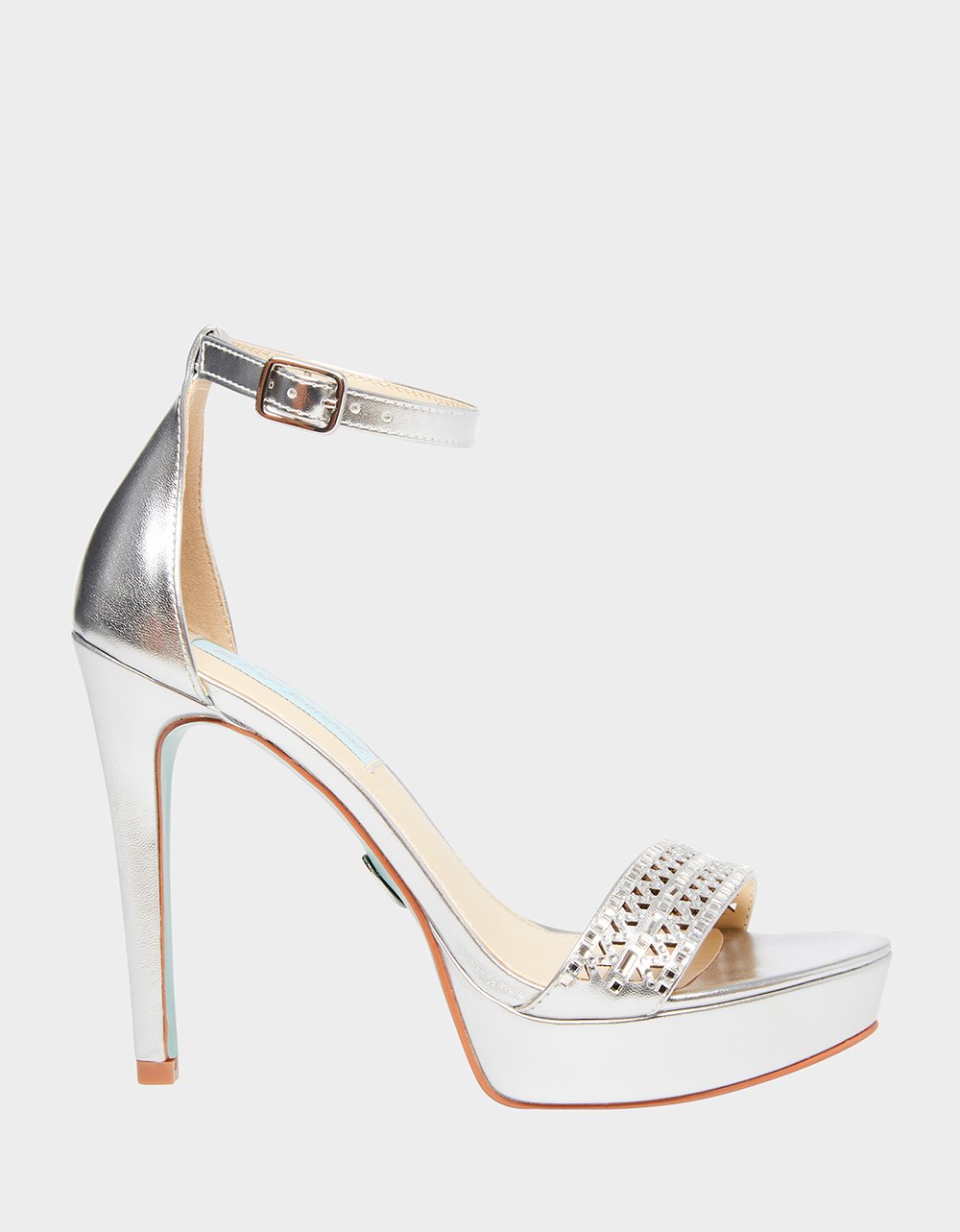Betsey Johnson Blue SB-ALMA Heeled Sandal Silver Two Peice High Pumps | eBay