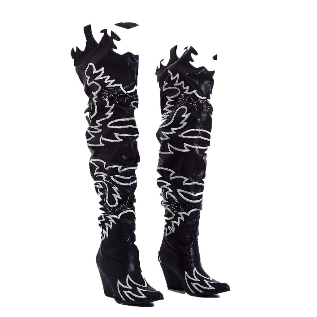 Cape Robbin Kelsey-21 Black/White Thigh High Over knee Cowgirl Boots | eBay