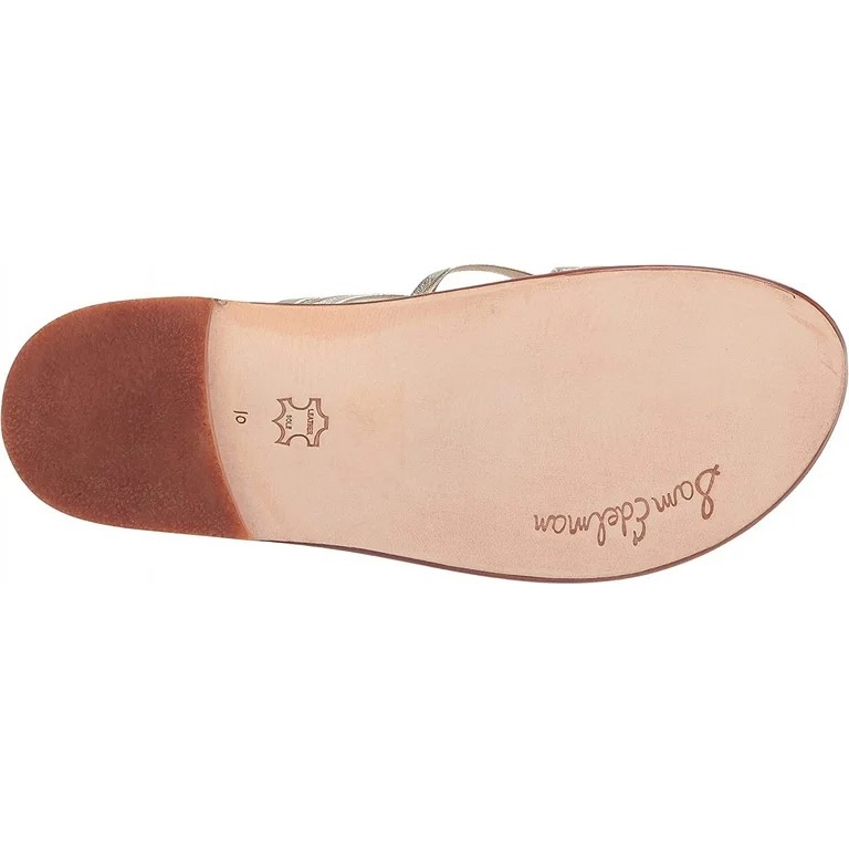 Sam Edelman Marinea Gold Leder Slipper offene Zehenpartie Riemen flache Pantoletten Sandalen - Bild 4 von 5