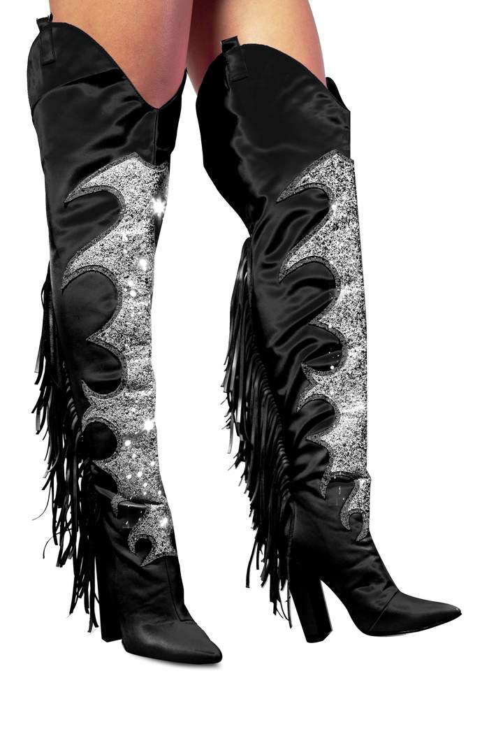 black thigh high cowboy boots