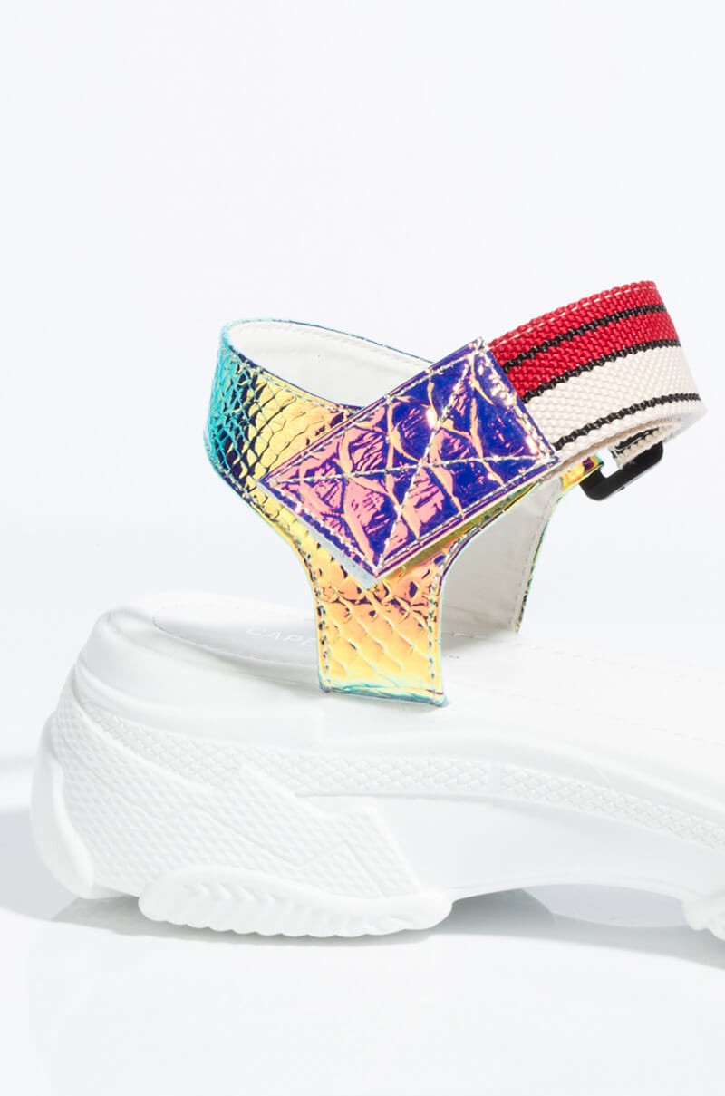 Cape Robbin Spartan Silver Extra Flash Hologram Sneaker Platform Sandals | eBay