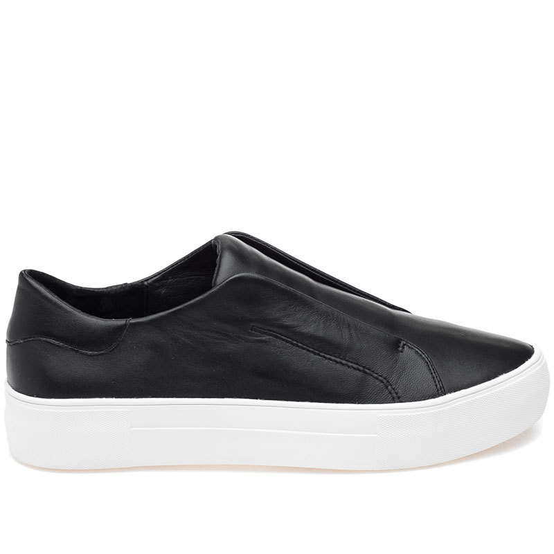 ALARA Black Leather Laceless White Sole Loafer Platform Sneakers | eBay