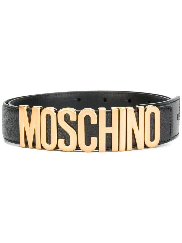 Moschino Logo Leather Belt Black 