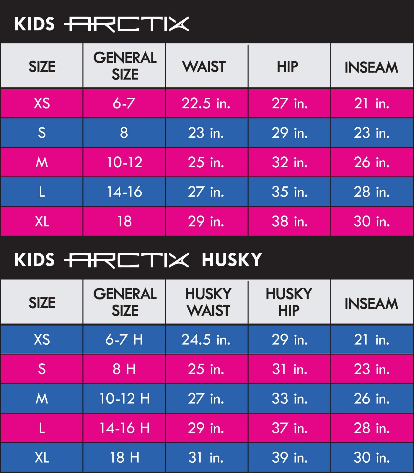 c9 champion snow pants size chart