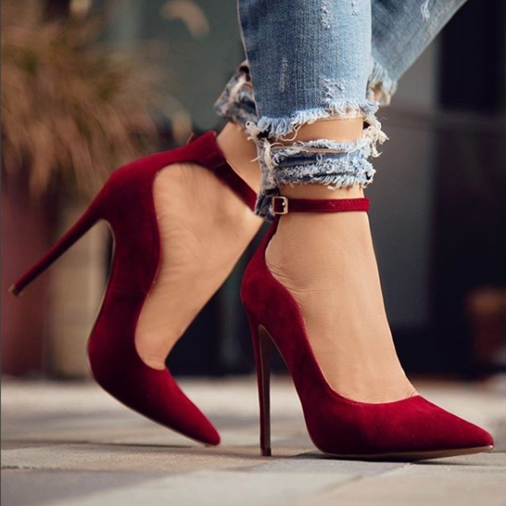 Wine suede pumps Clearance