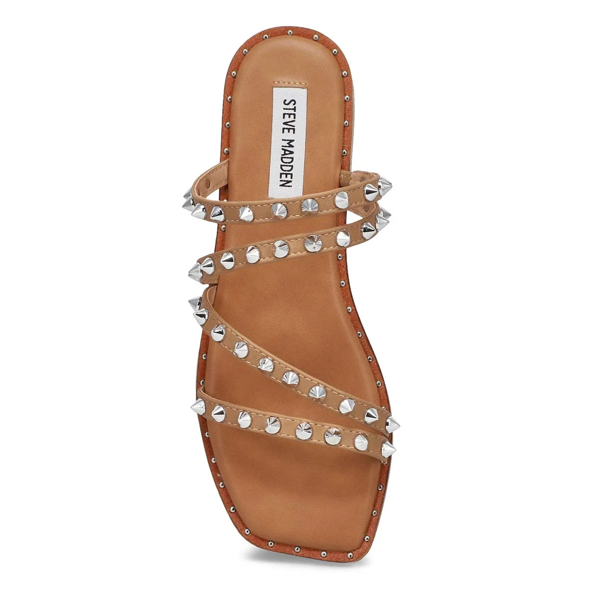 Steve Madden Selina Tan Squared Open Toe Spike Detailed Slip