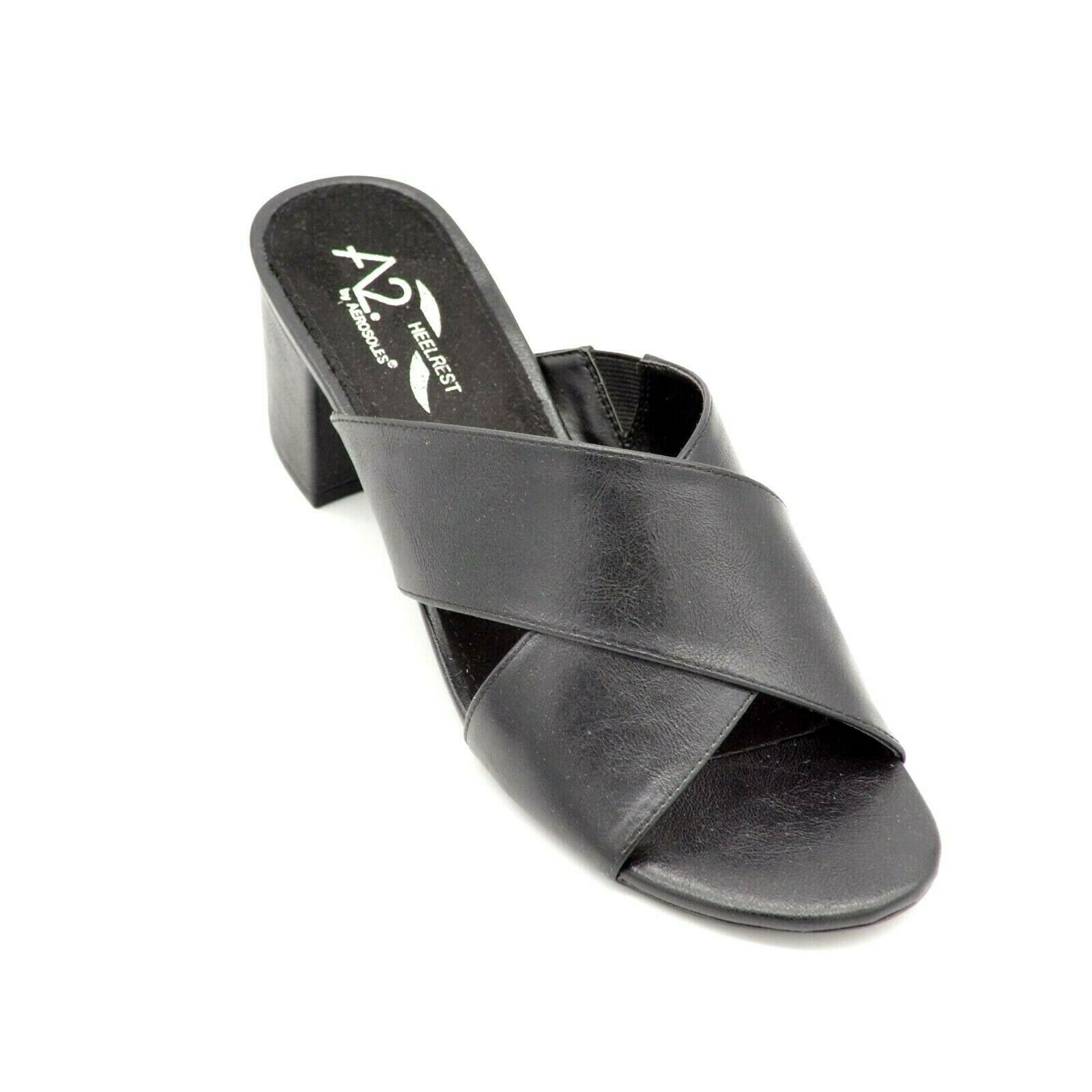 Aerosoles High Alert Black Criss Cross Straps Stacked Block Heeled Sandals | eBay