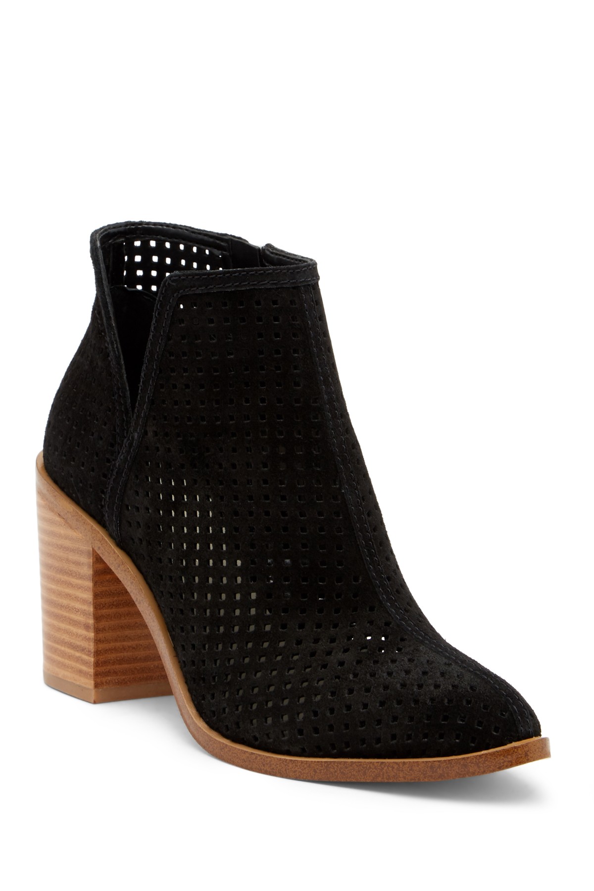 black perforated ankle boots