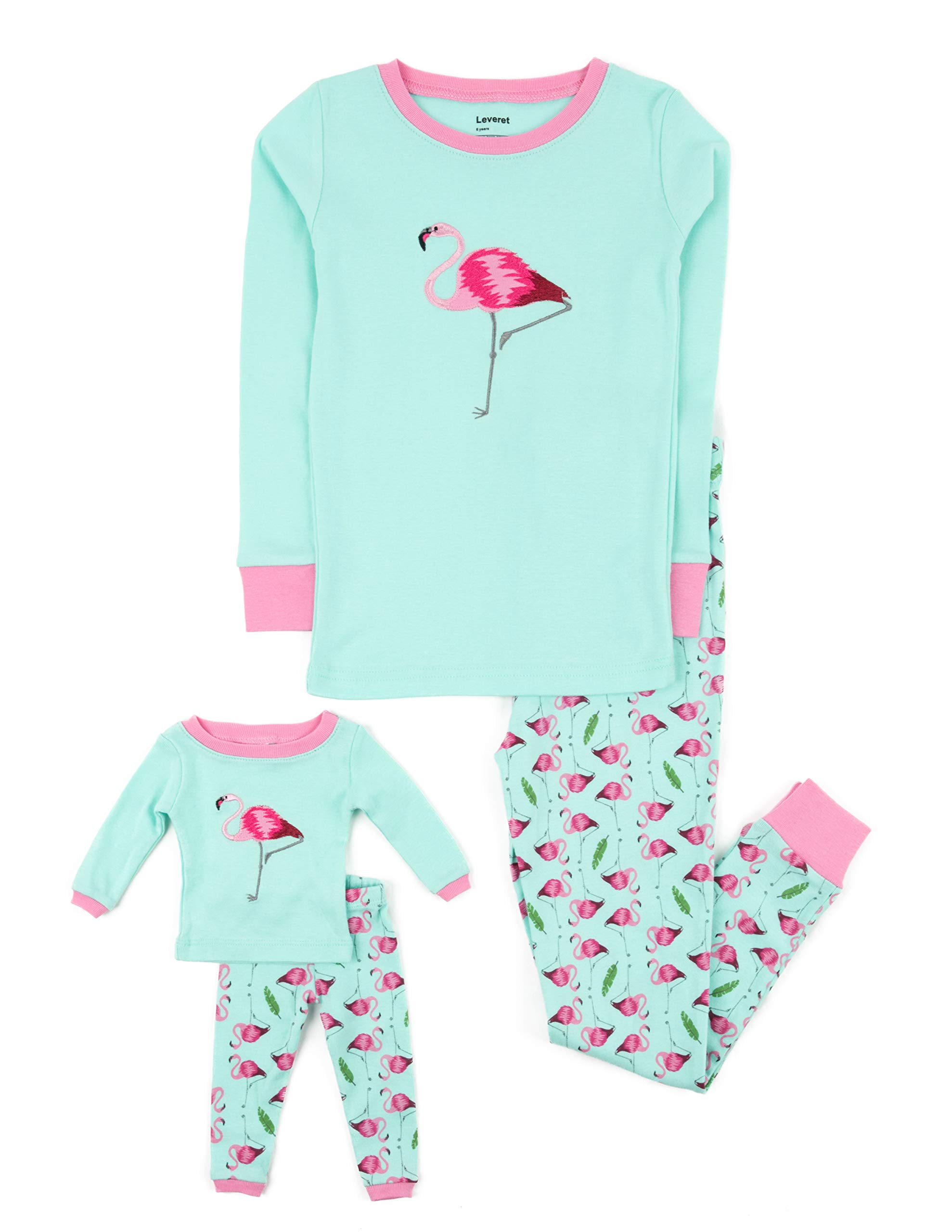 Toddler-14 Years Leveret Kids /& Toddler Pajamas Matching Doll /& Girls Pajamas 100/% Cotton Pjs Set Fits American Girl
