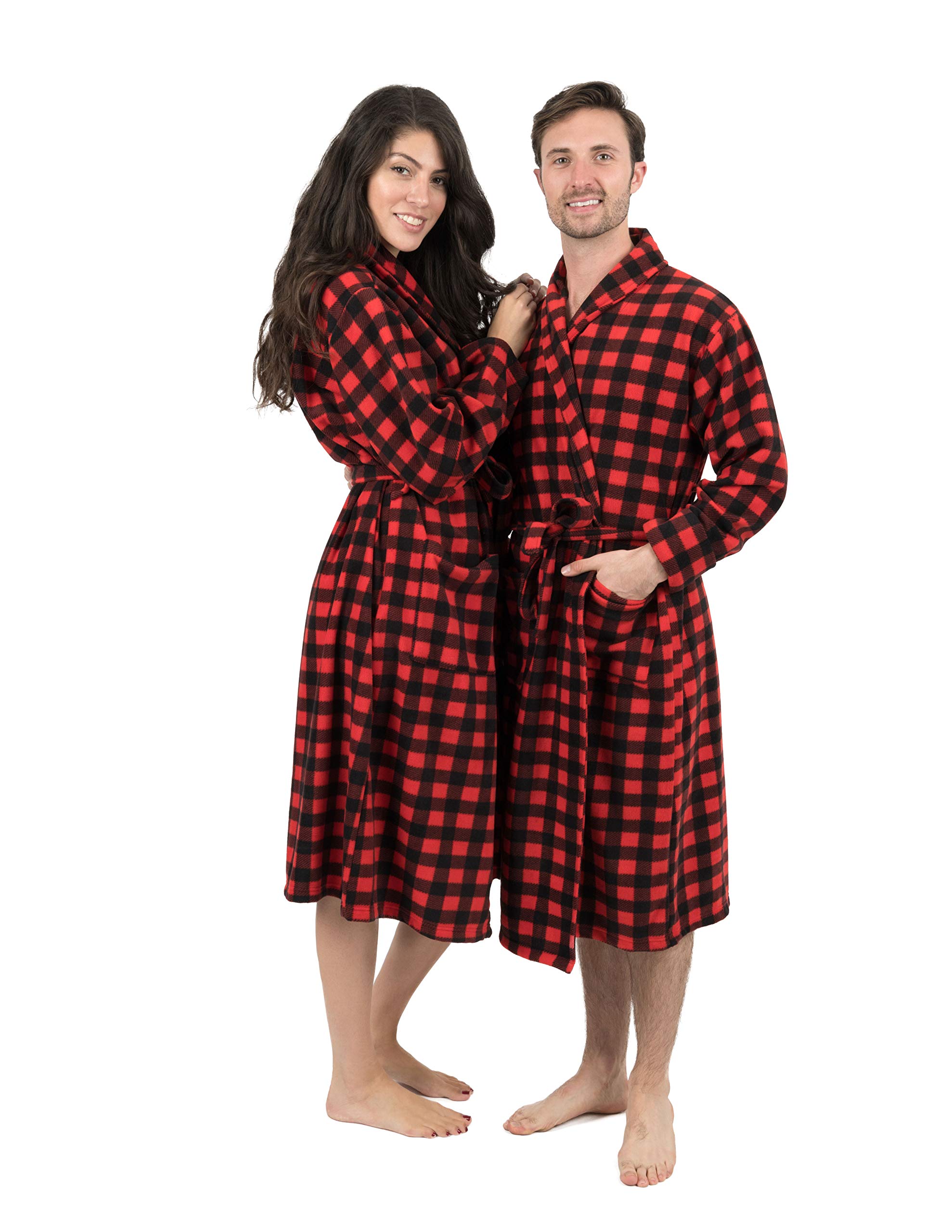 Leveret Women's Robe Soft Micro Fleece Plush Shawl Collar Bathrobe Robe ...
