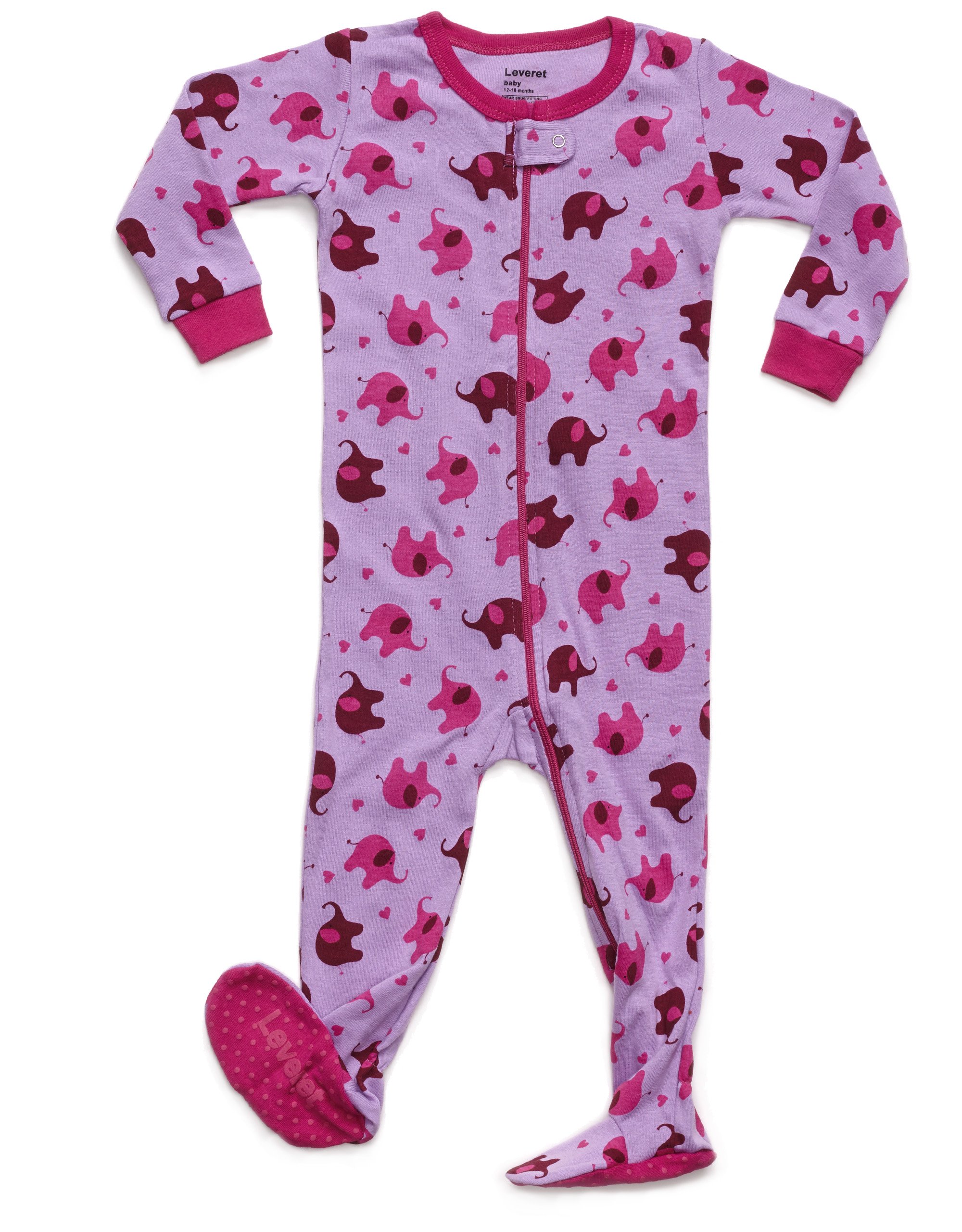 Leveret Kids /& Toddler Boys Girls Footed Pajamas 100/% Cotton Rhino Size 4 Years