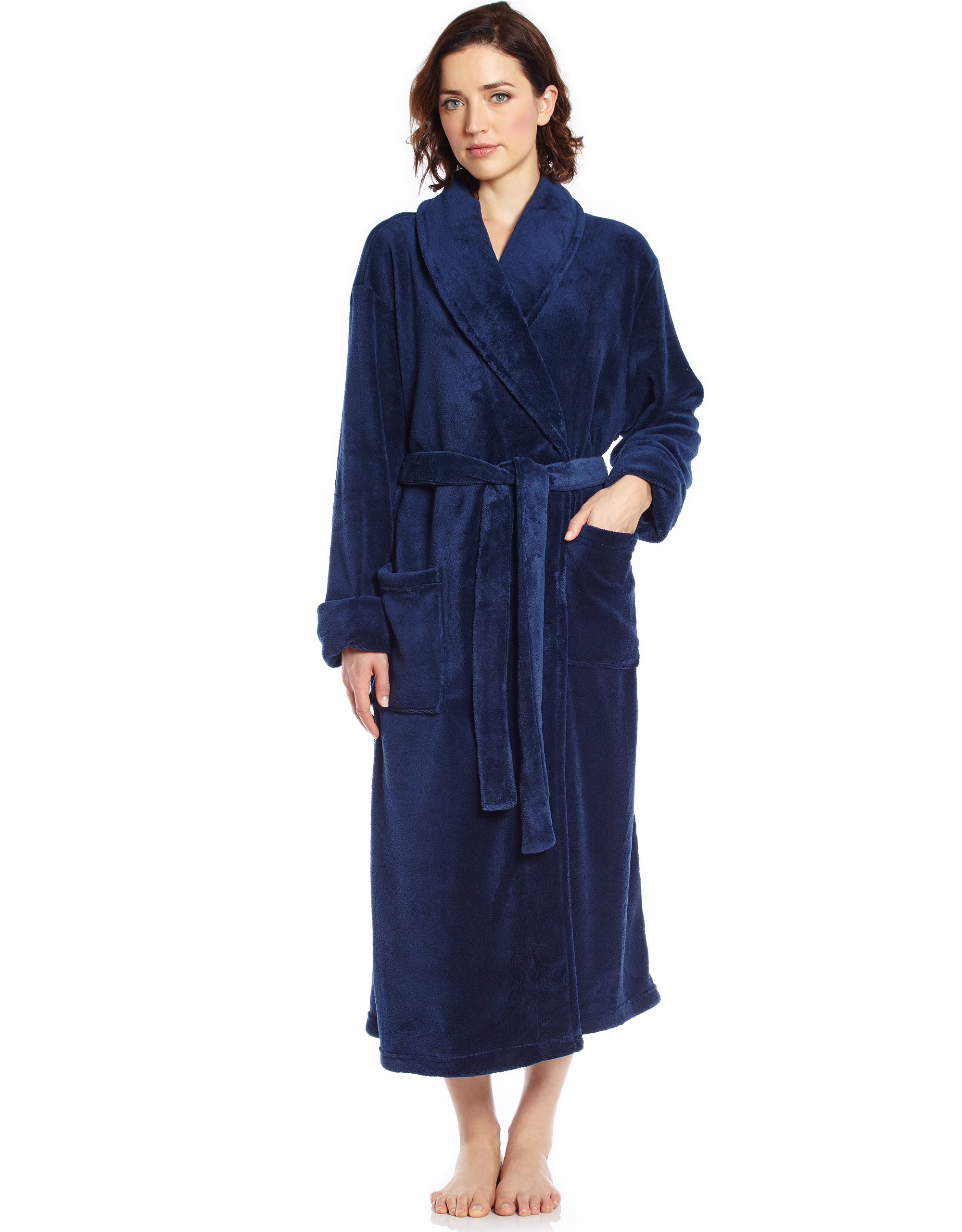 Leveret Women's Robe Soft Micro Fleece Plush Shawl Collar Bathrobe Robe ...