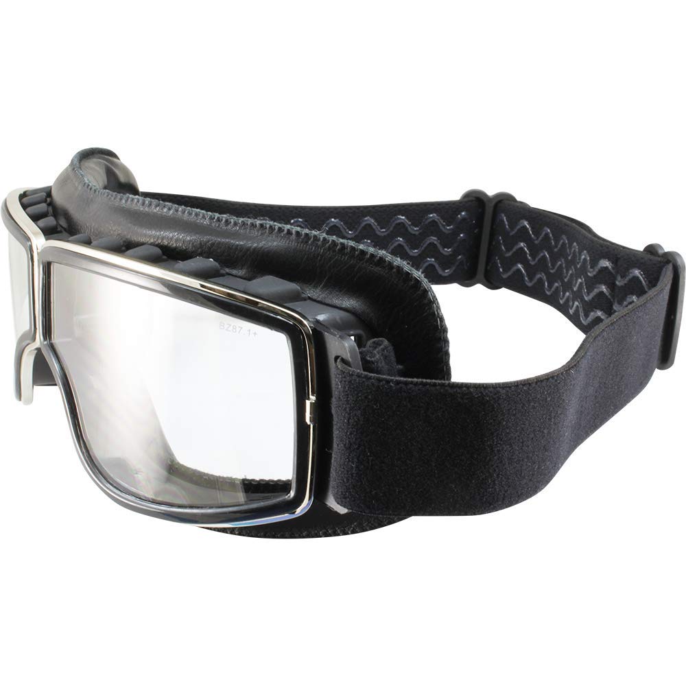2 Birdz Condor Black Padded Motorcycle Riding Goggle 1 Clear Lens 1 