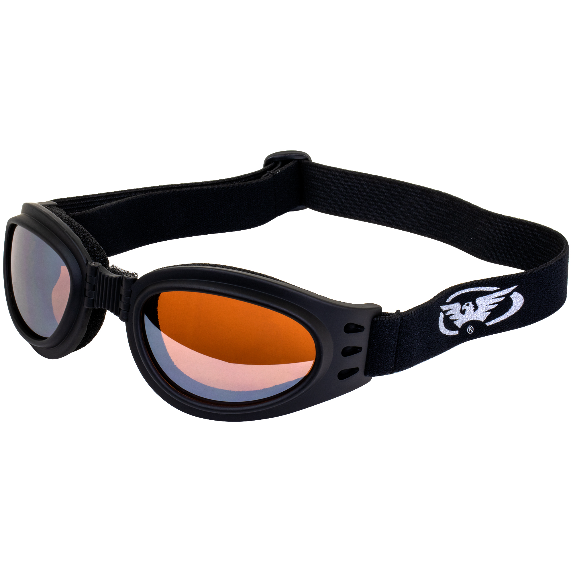 Global Vision Adventure Folding Motorcycle Goggles – Black Frame, Clear Lens, Adjustable Strap