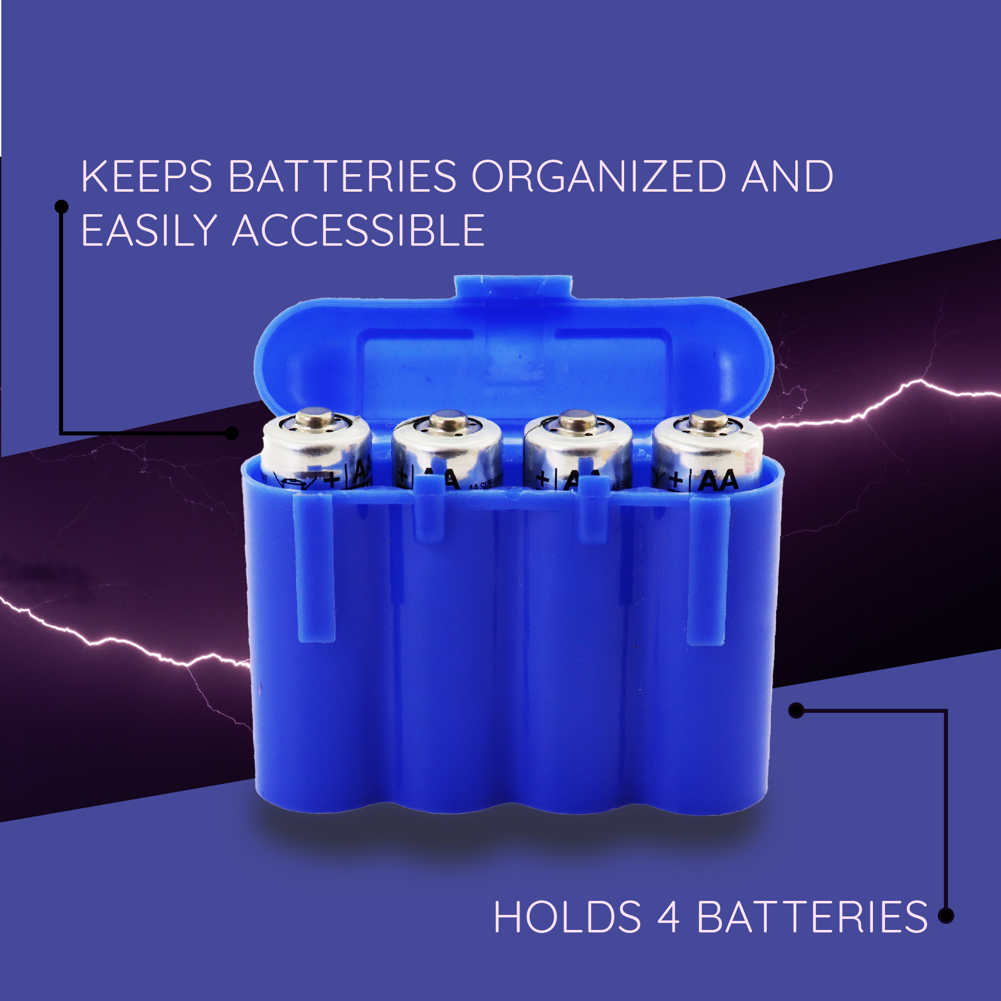 BLUE AA AAA BATTERY BATTERY PLASTIC STORAGE CASE HOLDER BOX USA SHIP