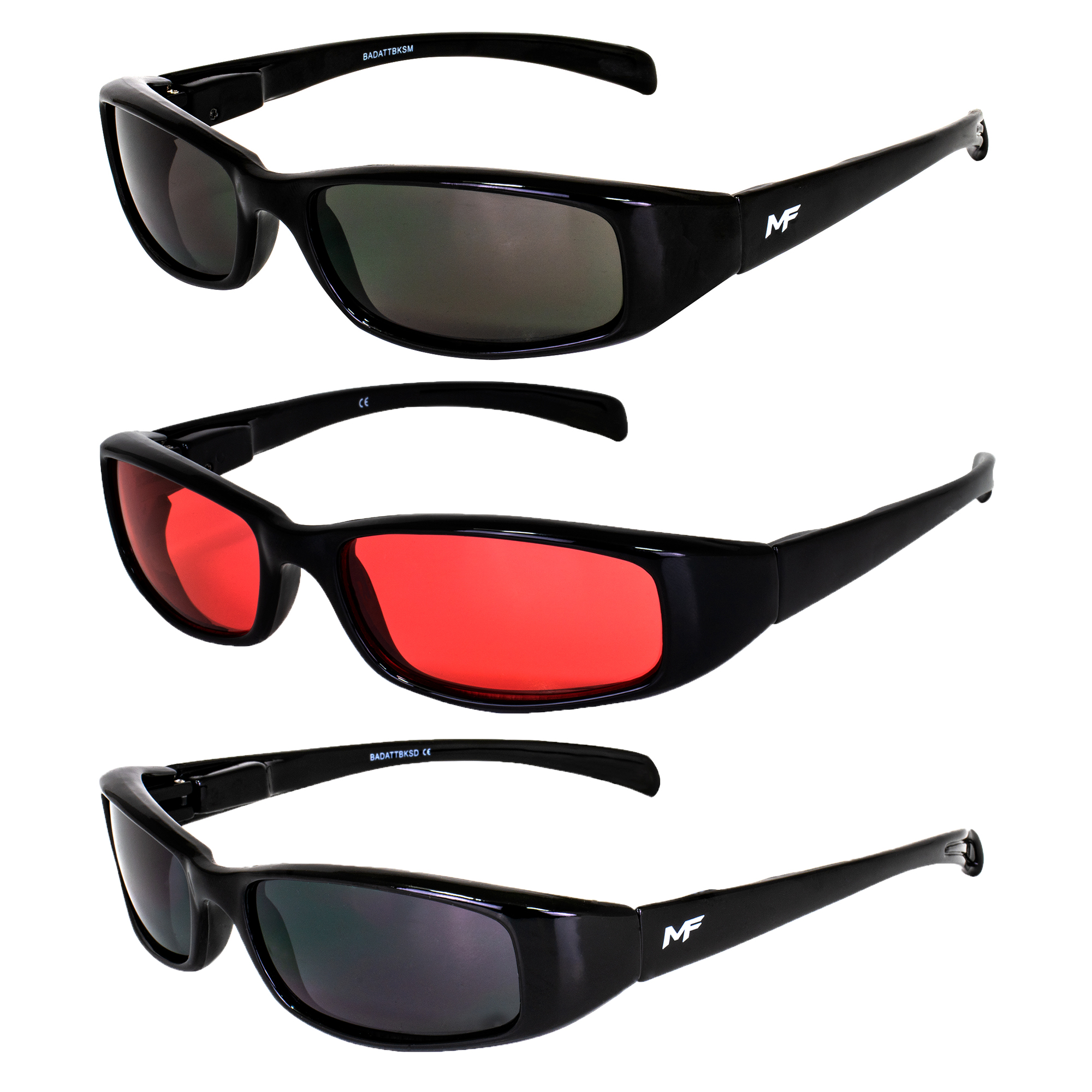 MF Eyewear Bad Attitude Motorcycle Riding Sunglasses Black Frames