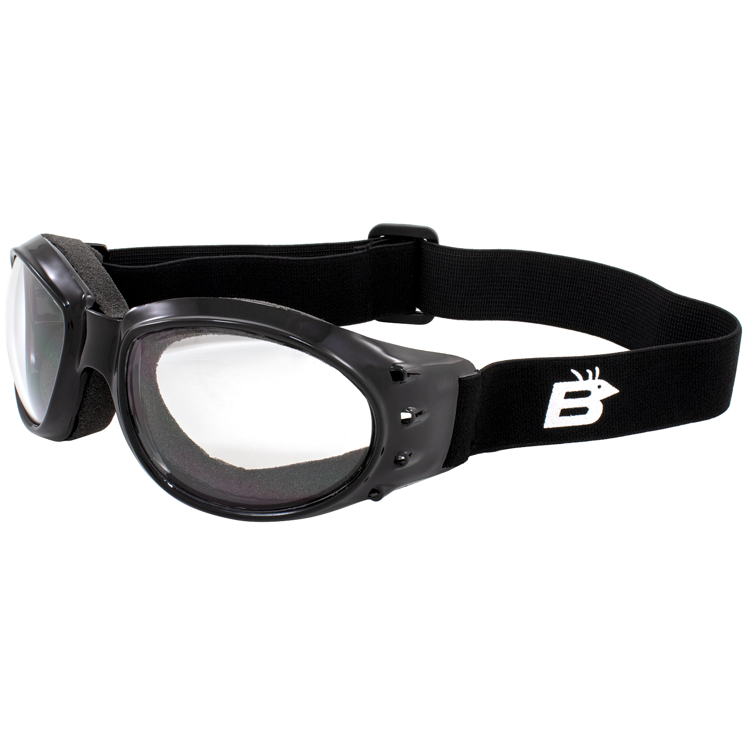 2 Birdz Eagle Motorcycle Goggles Padded Black Frames Clear & Amber Lenses - Bild 3 von 9