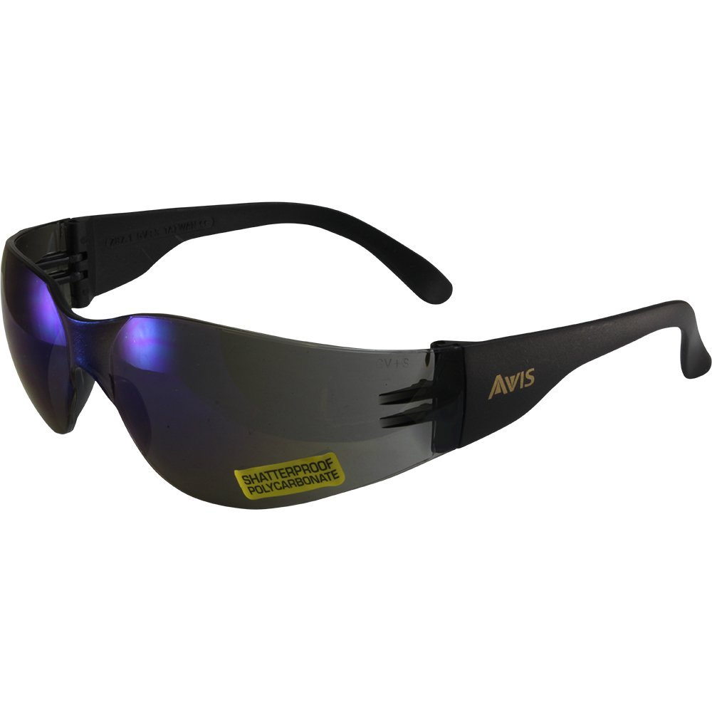 Rider Wrap Around Safety Motorcycle Sunglasses Black Frame Blue Mirror Lens Ebay