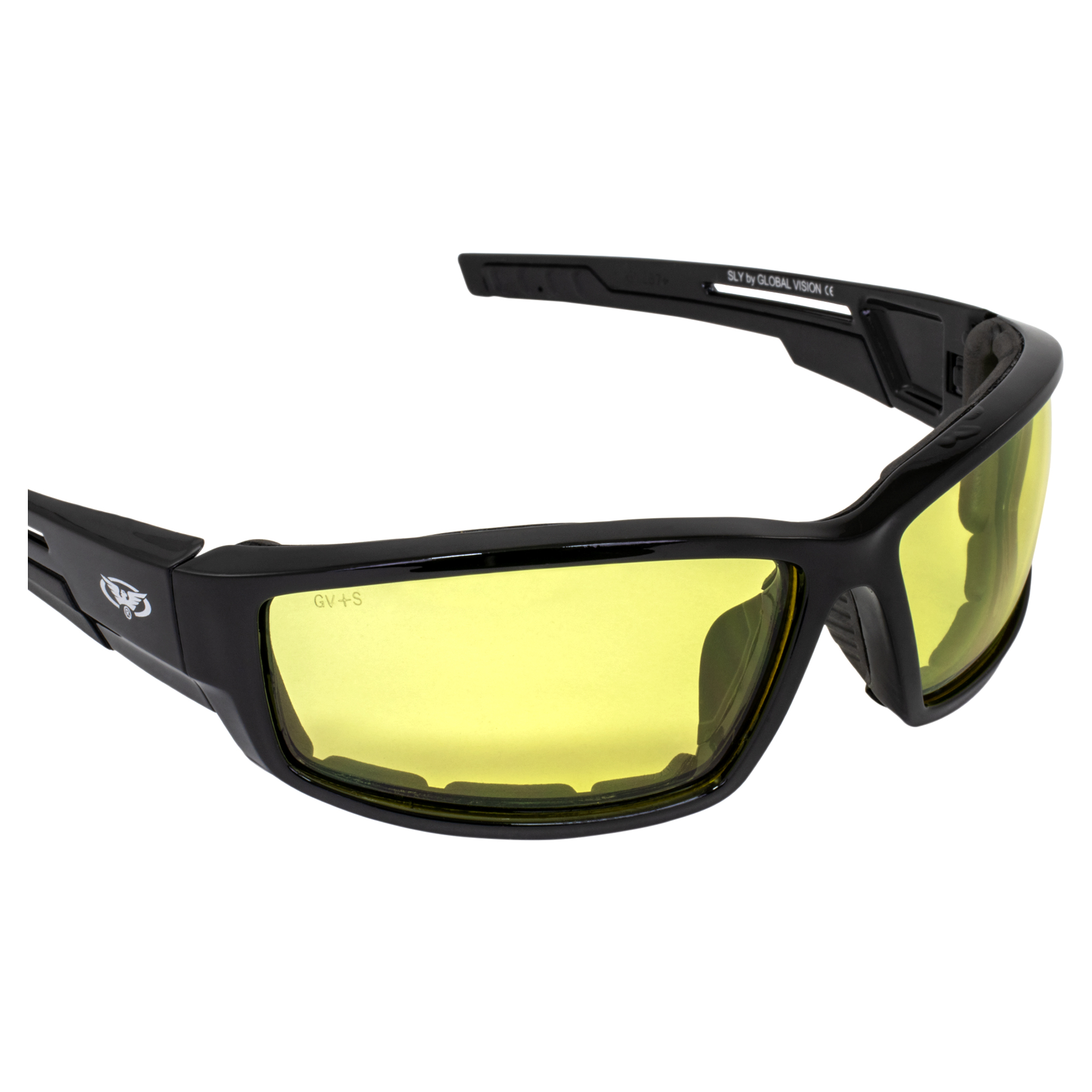 Sly gepolsterte Motorradbrille gelbe bruchsichere Gläser von Global Vision - Bild 8 von 9