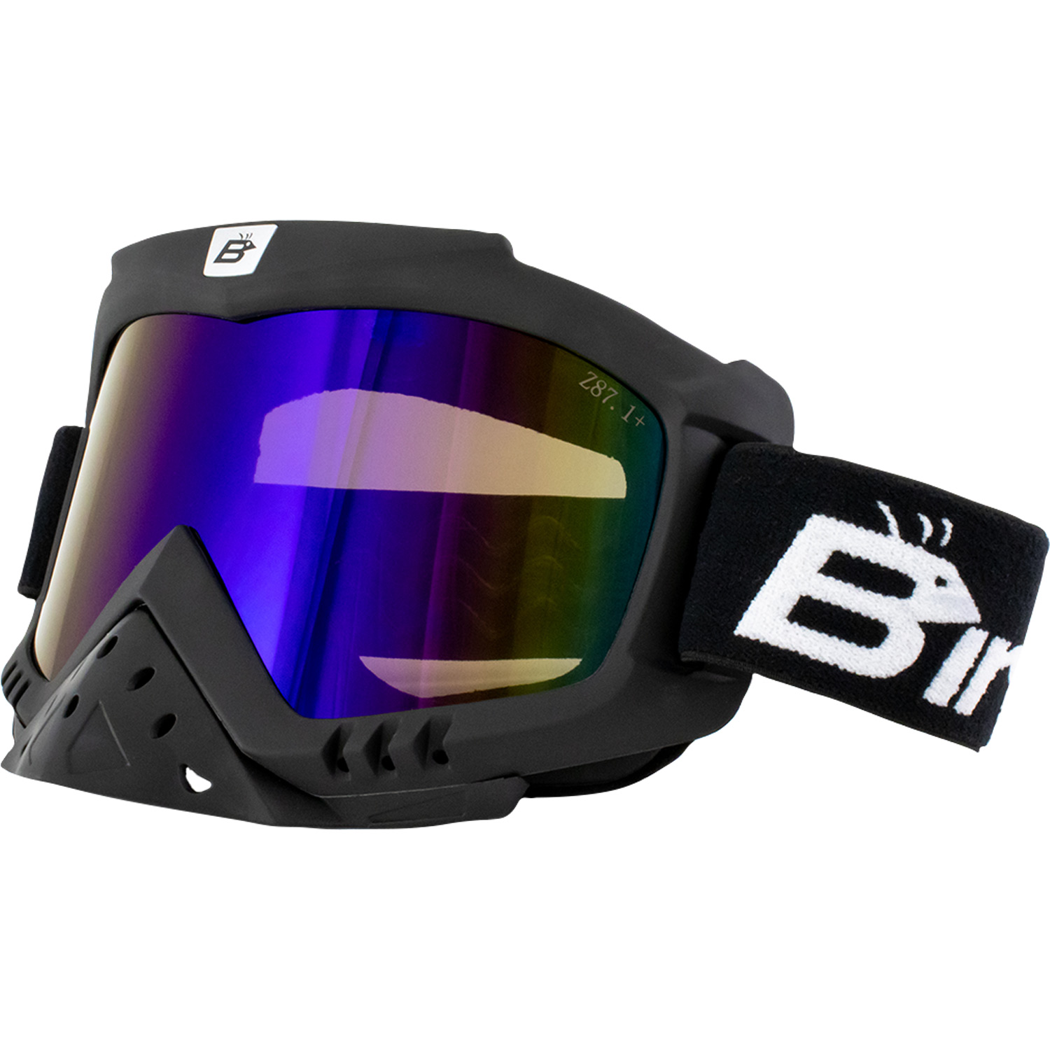 Birdz Toucan Padded Ski Goggles Detachable Nose Guard ReflecTech Blue