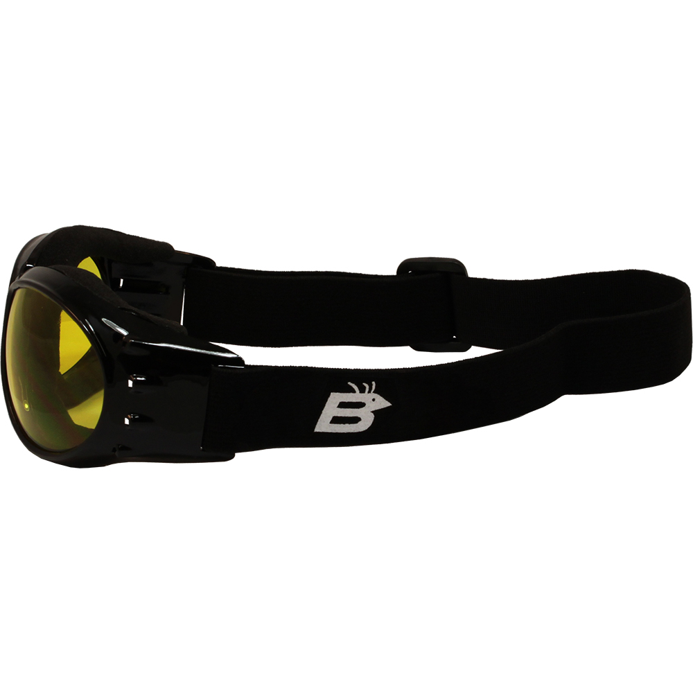 Birdz Eagle Padded Motorcycle Airsoft Goggles Black Frames Anti-Fog Yellow Lens - Picture 8 of 9