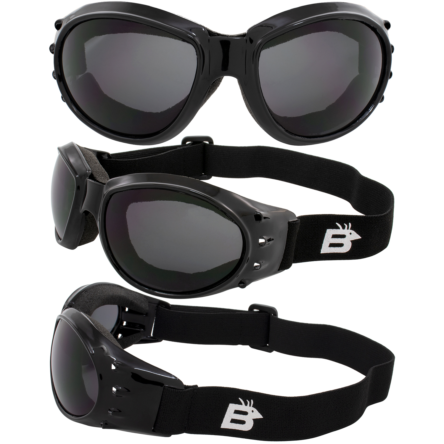 EAGLE ANTIBESCHLAG POLARISIERTE SMOKE GLÄSER SCHWARZES GESTELL MOTORRADBRILLE VON BIRDZ - Bild 4 von 9