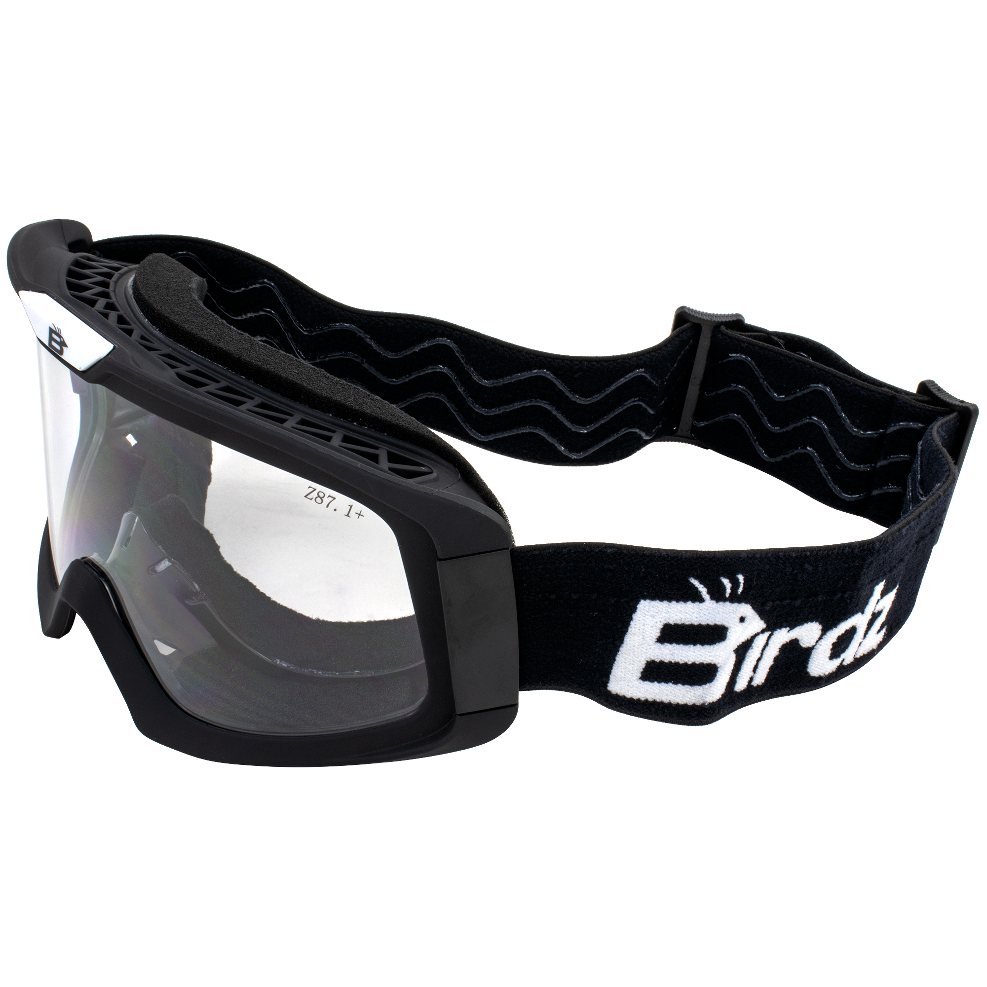 Birdz Pelican Black Padded ATV Motorcycle Riding OTG FITOVER Goggles 