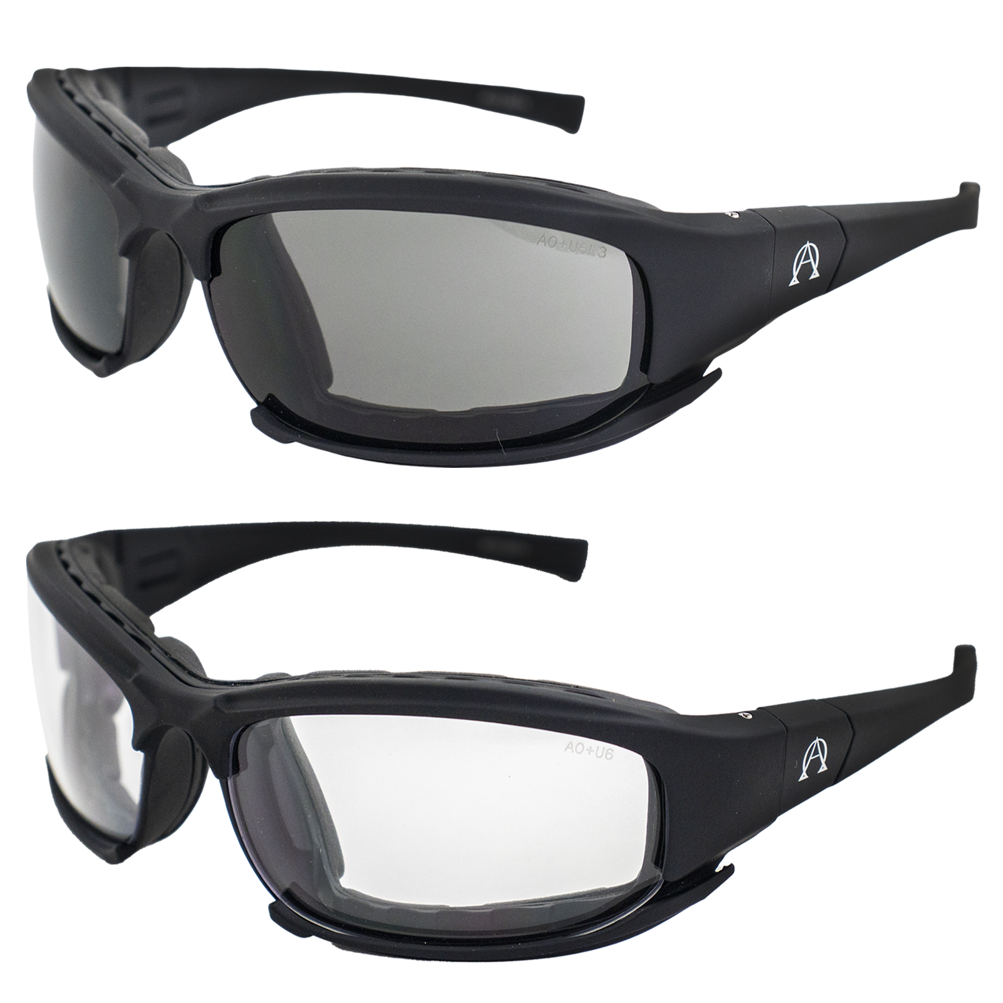 Alpha Omega 3 Motorcycle Sunglasses Z87.1 2 Pair w/ Smoke