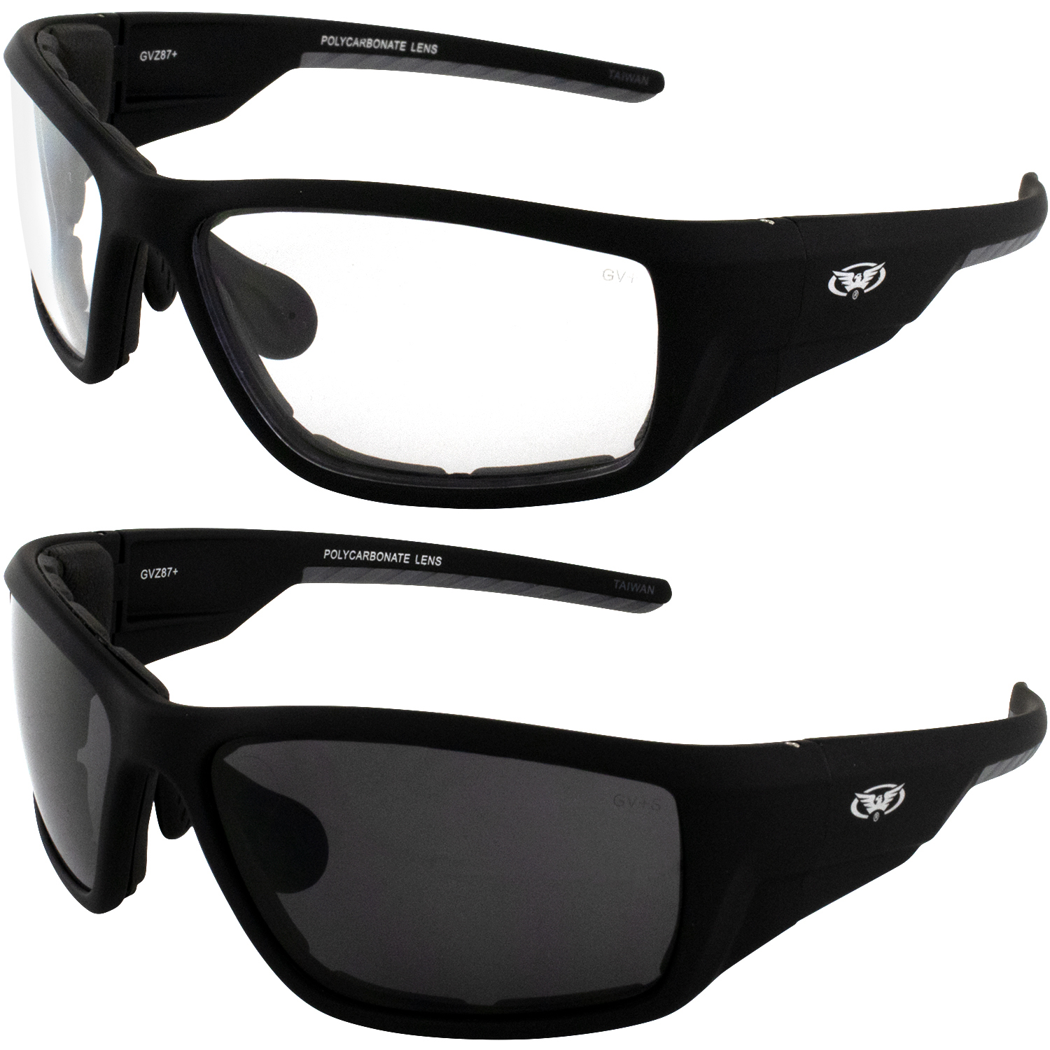 Clear Lens Global Vision Eyewear Kickback Sunglasses with EVA Foam Soft Touch Black Frame