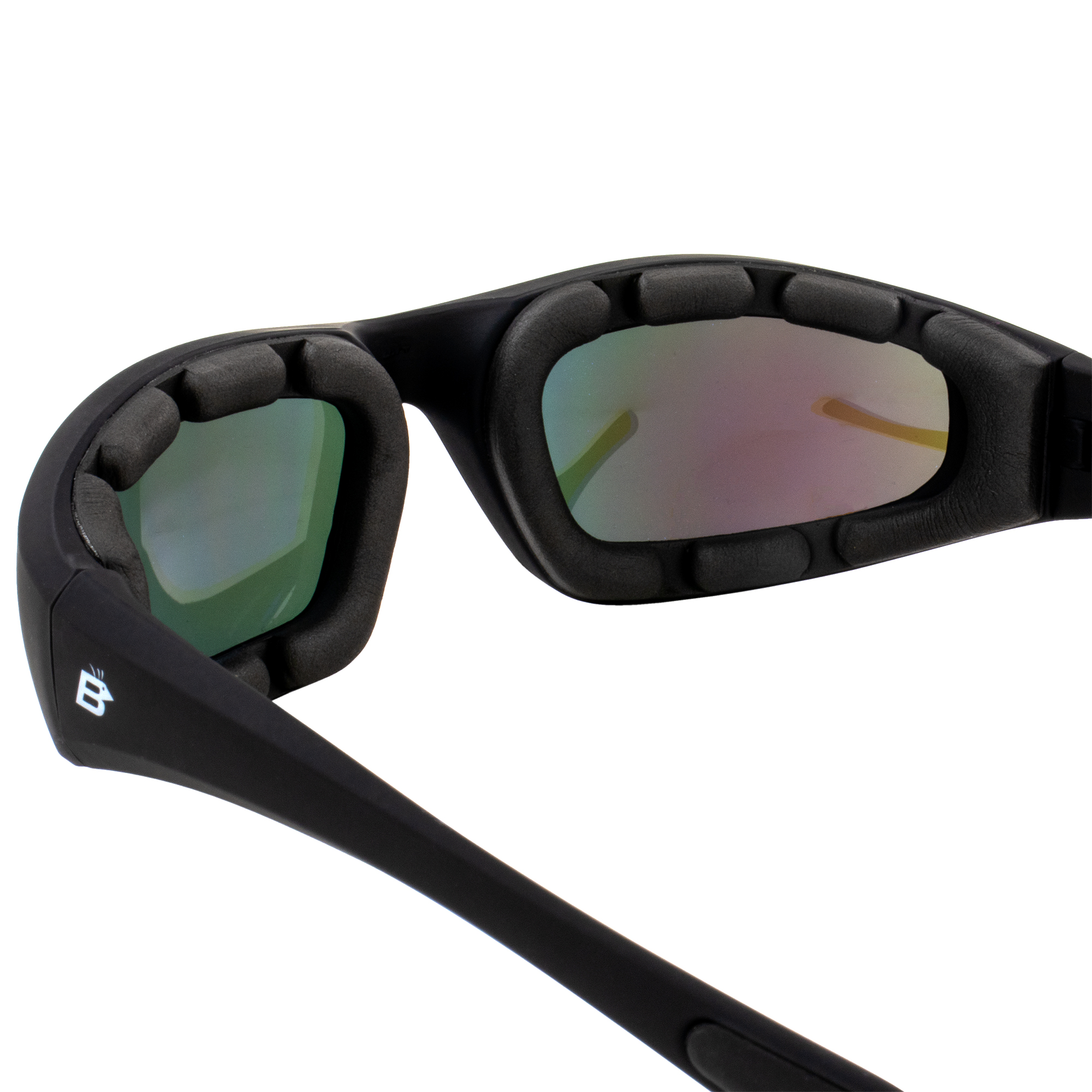 Birdz Oriole SS gepolsterte Motorradbrille A/F schwarz mit blau verspiegelten Gläsern - Bild 7 von 9