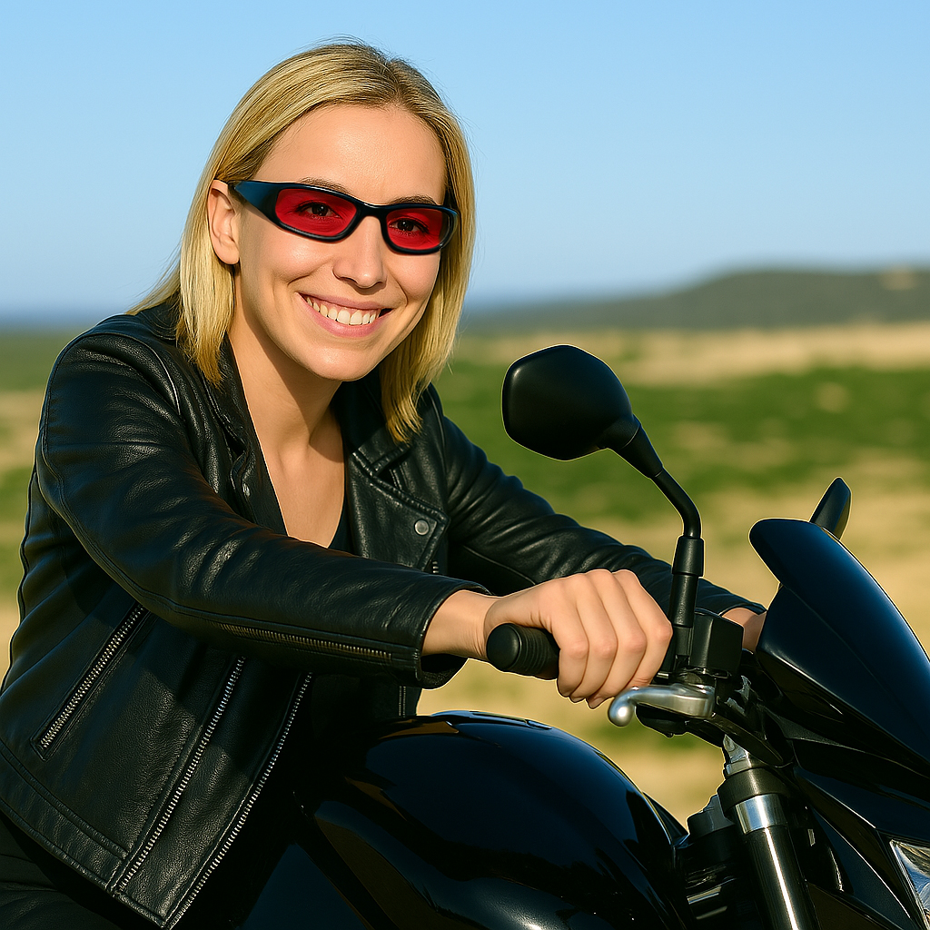 NEW MF BAD ATTITUDE MOTORCYCLE SUNGLASSES BLACK FRAMES RED LENS - Picture 6 of 9