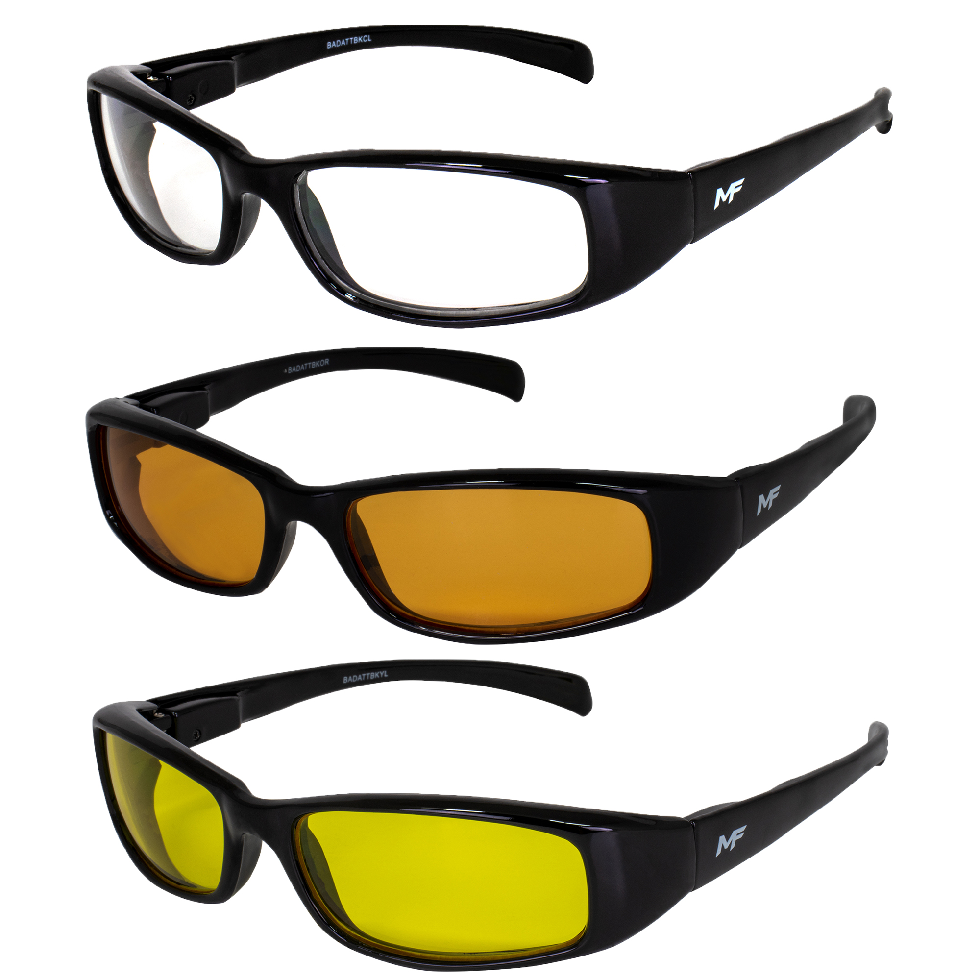 szn 3 Pairs of MF Eyewear Bad Attitude Sunglasses Black w/ Clear