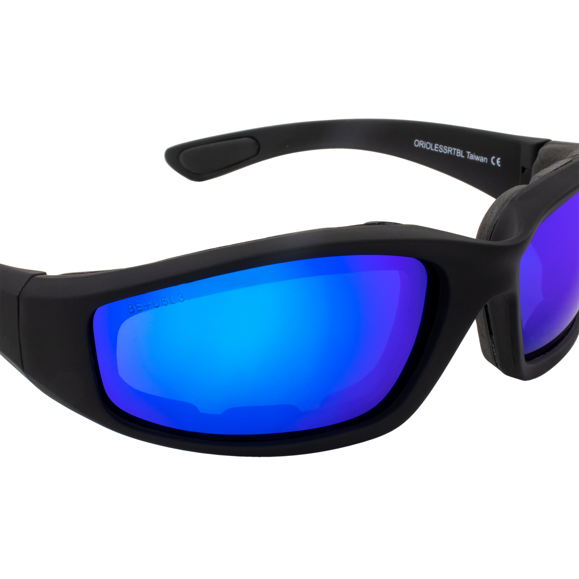 Birdz Oriole SS gepolsterte Motorradbrille A/F schwarz mit blau verspiegelten Gläsern - Bild 8 von 9