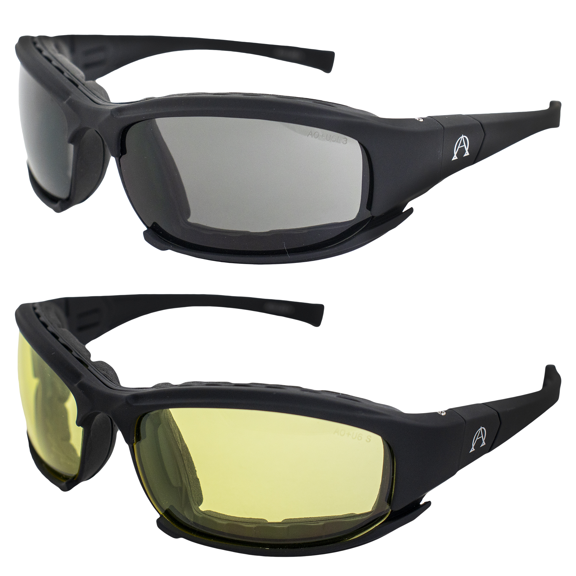 Alpha Omega 3 Motorcycle Sunglasses Convertible 2 Pairs w/ Smoke