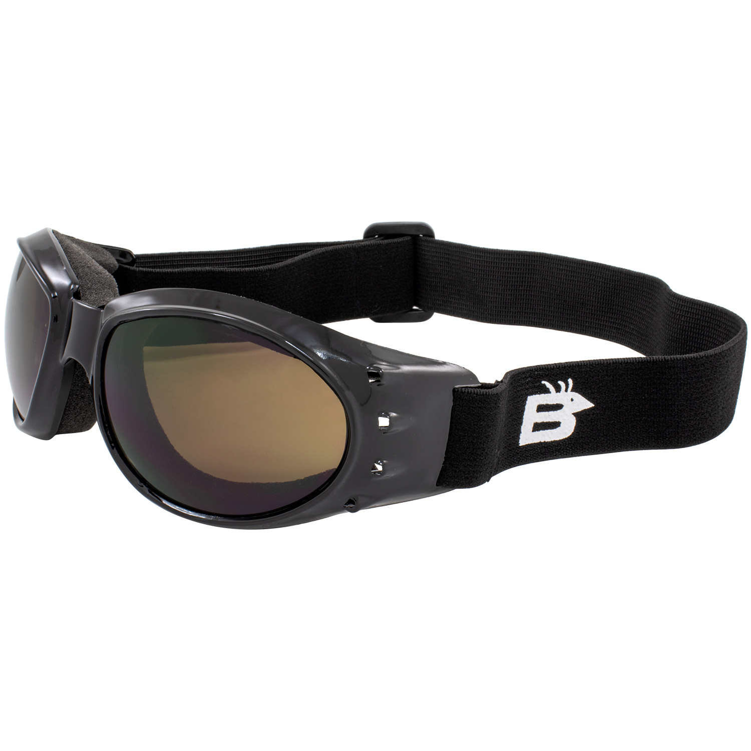 2 Birdz Eagle Motorcycle Goggles Padded Black Frames Clear & Amber Lenses - Bild 7 von 9