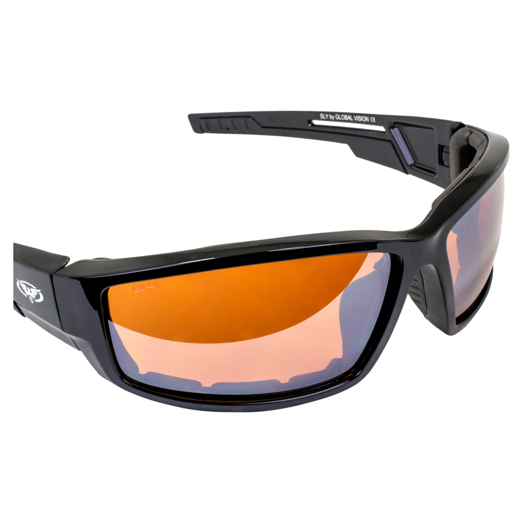 Global Vision Sly Schaumstoff gepolsterte Motorrad Sonnenbrille schwarzes Gestell - Bild 8 von 9