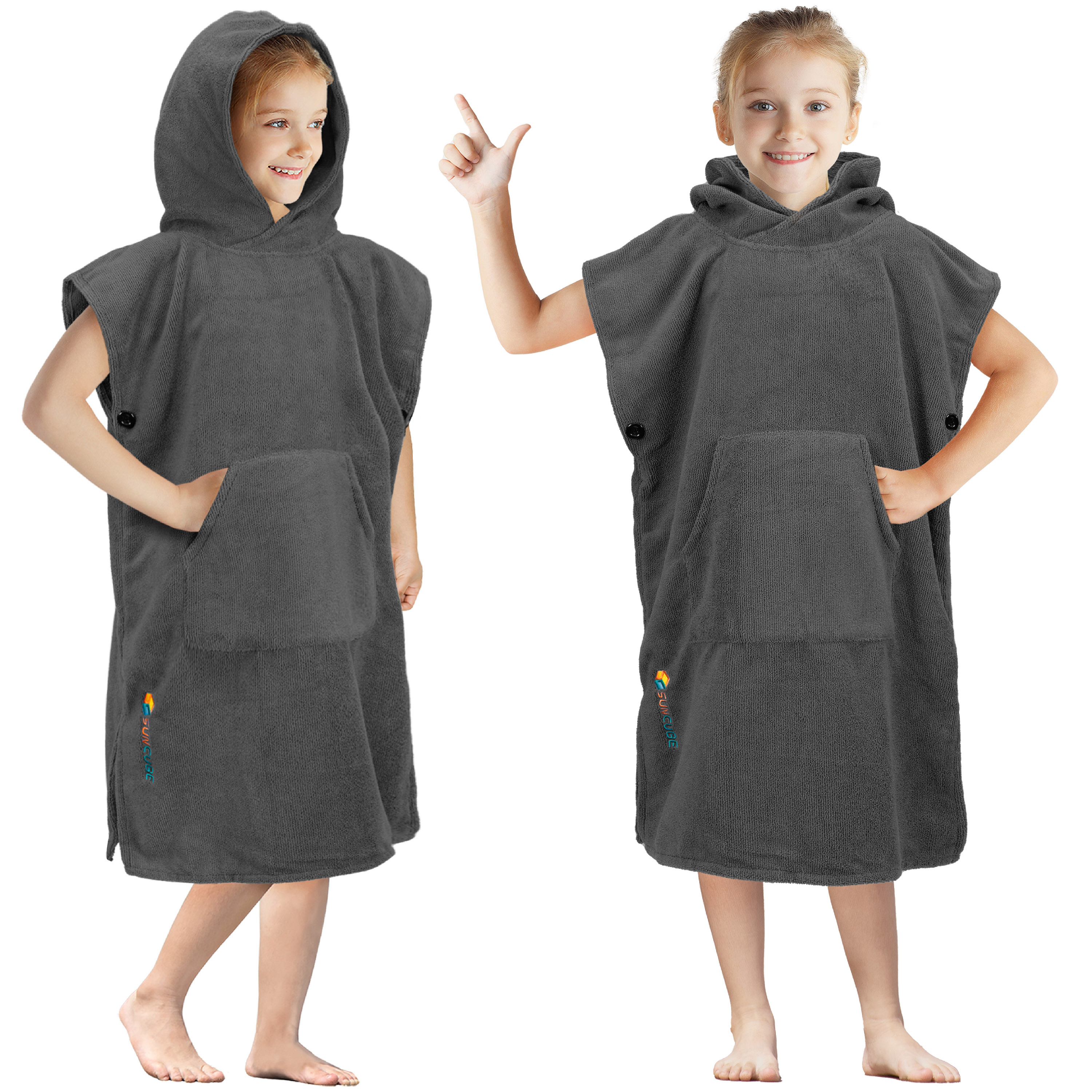 Kids Swim Poncho Hooded Towel Changing Robe for Swim Bath Towel 3-8 Boys Girls - Picture 23 of 71