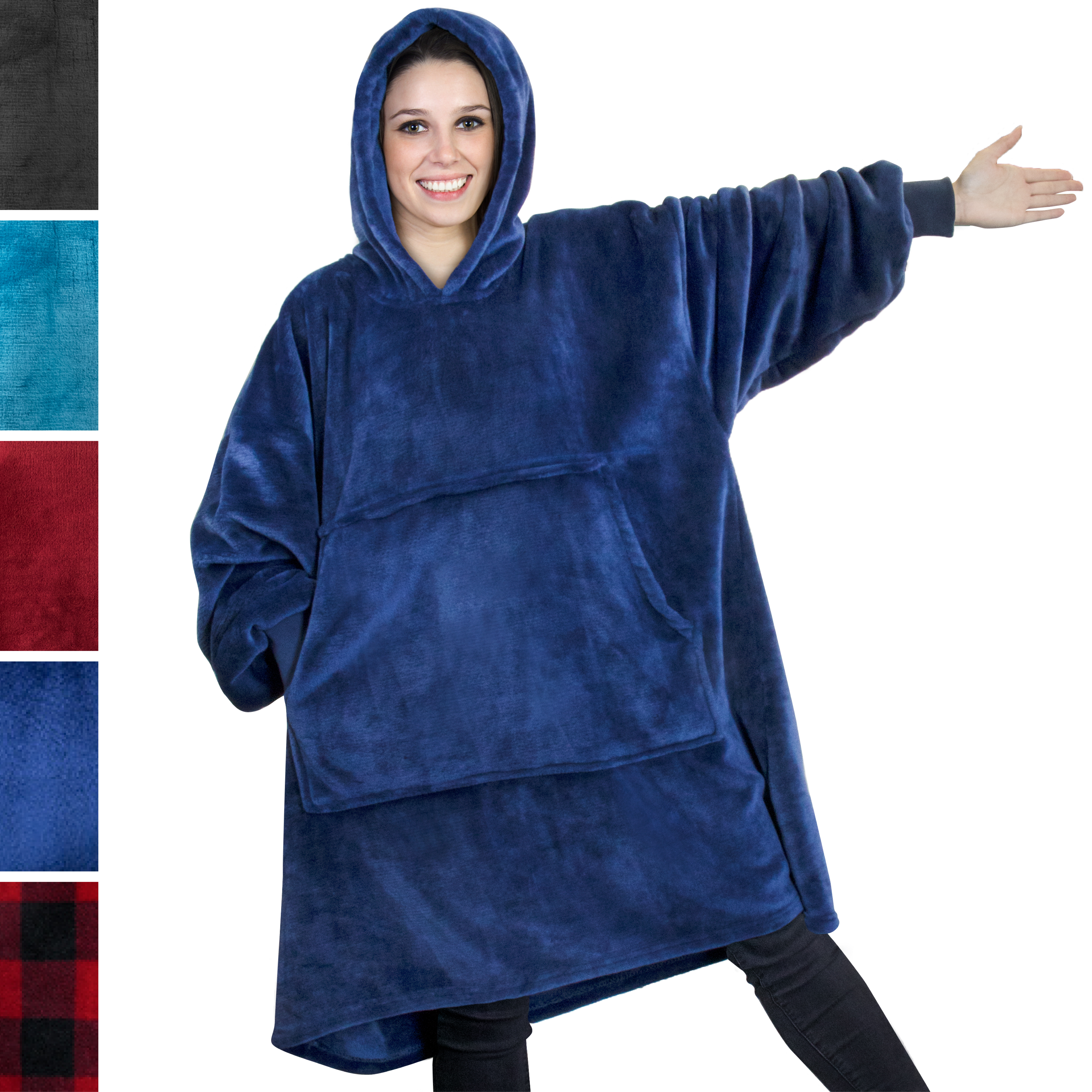 Details about   Comfy Hoodie Blue Sweatshirt Wearable Blanket Hood Sleeves Large Pocket 