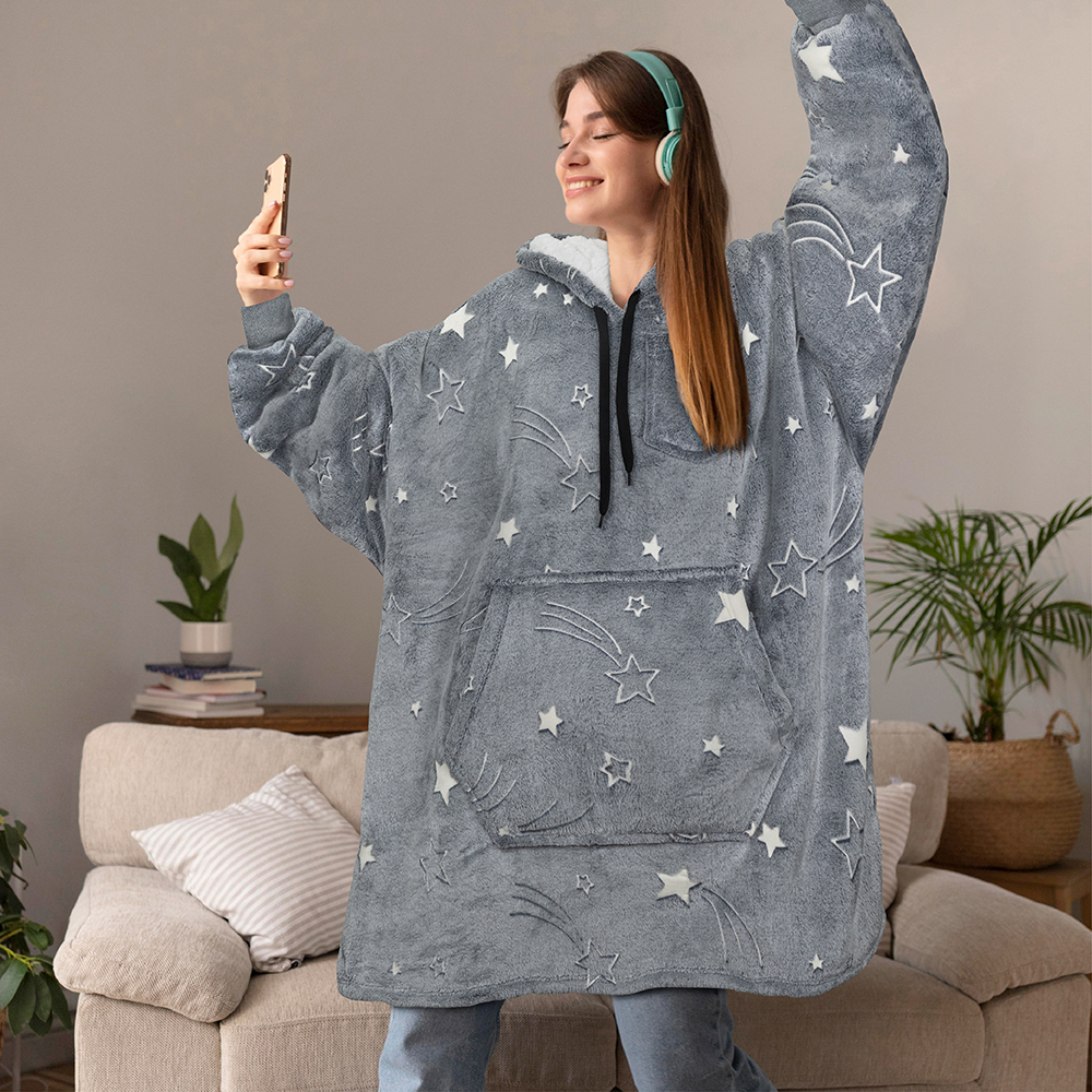 Blanket Sweatshirt Sherpa Lining Plush Soft Comfy Fleece Oversized Hoodie Pocket - Picture 39 of 101