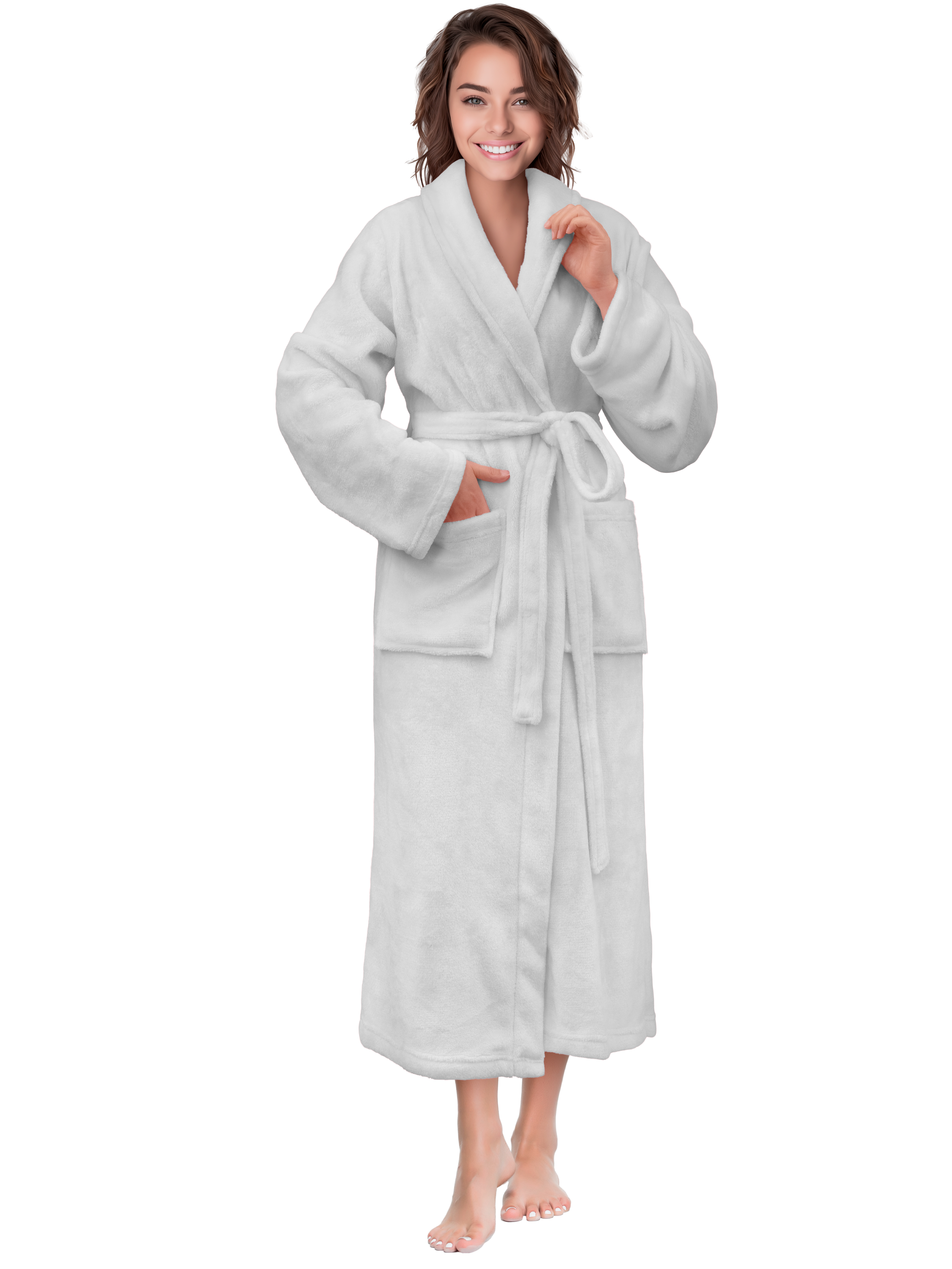 Womens Robe Fleece Bathrobe Long Warm Spa Bath Robe Shower Lightweight Plus Size - Picture 16 of 50