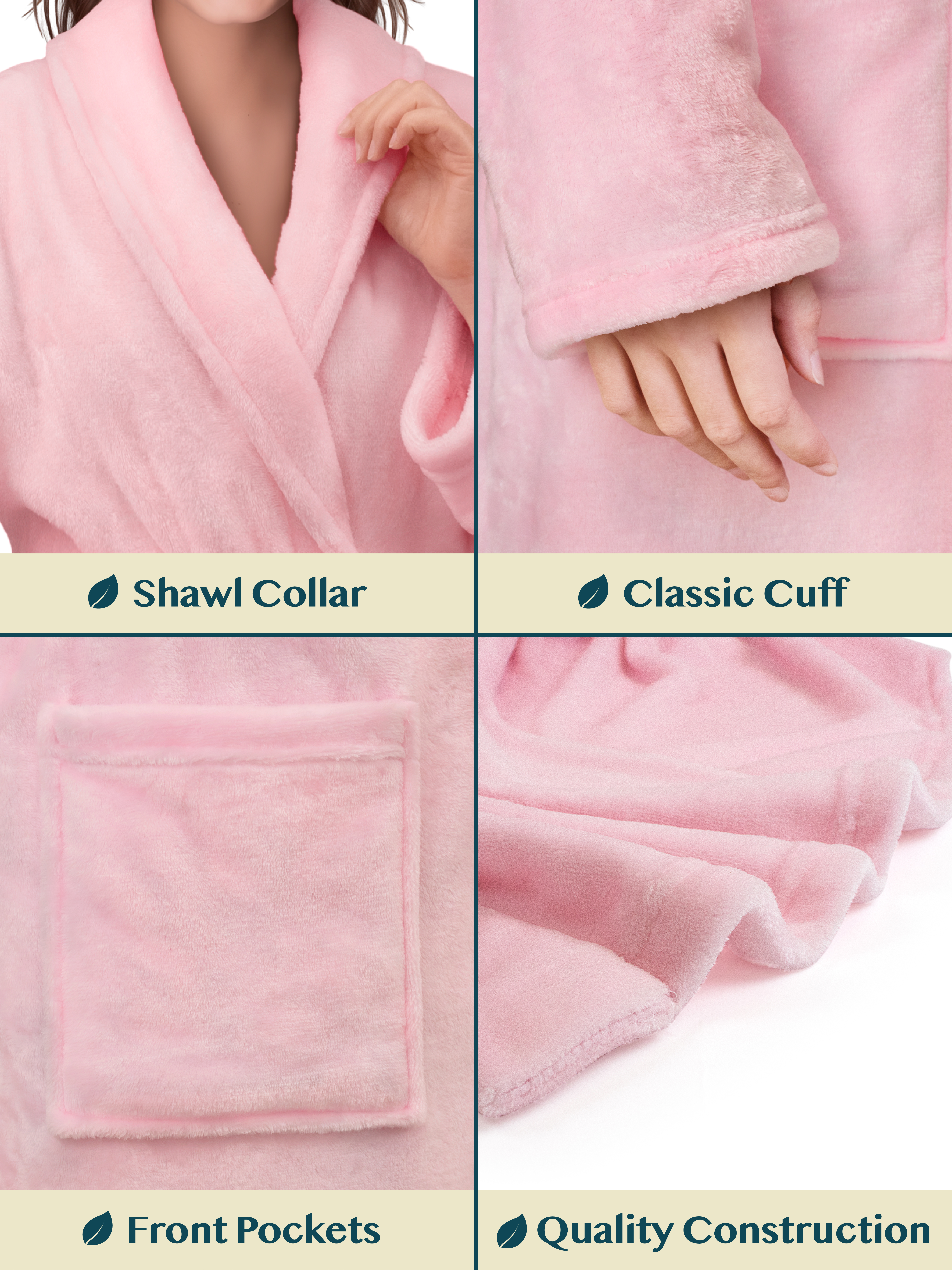 Womens Robe Fleece Bathrobe Long Warm Spa Bath Robe Shower Lightweight Plus Size - Picture 25 of 50
