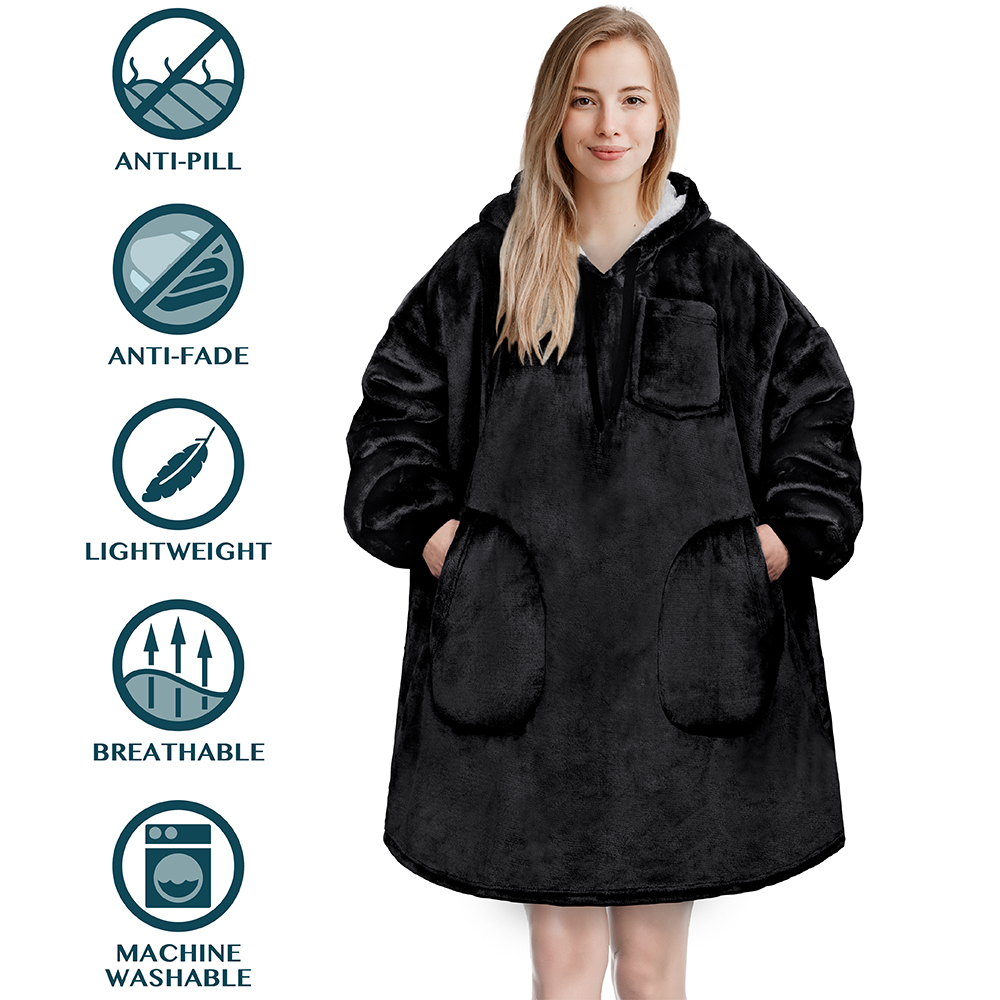 Manta Sudadera Sherpa Forro Felpa Suave Cómoda Vellón Gran Tamaño Sudadera con Capucha Bolsillo - Imagen 10 de 118
