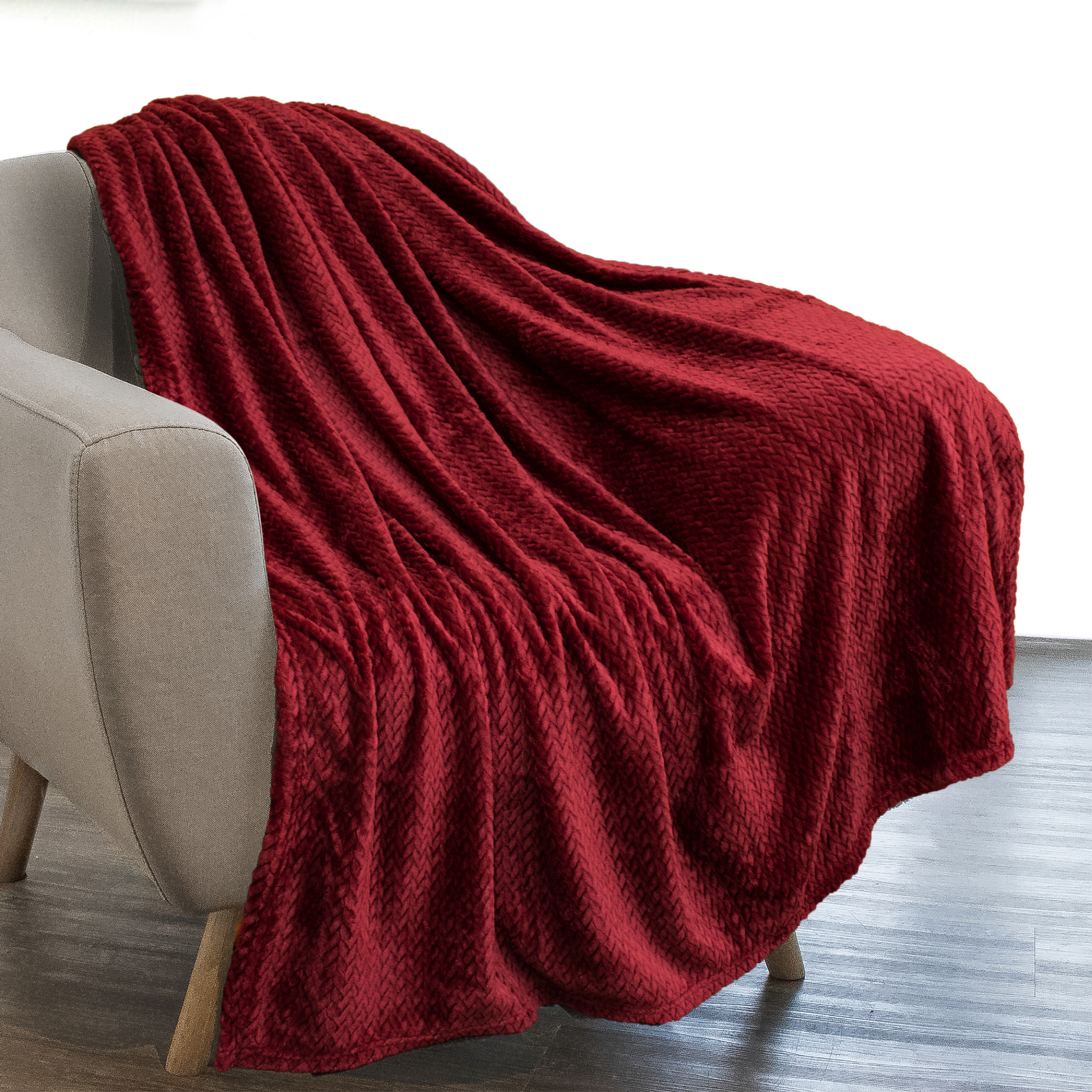 Solid Burgundy Red Blanket Bedding Throw Fleece Full Super Soft Warm 