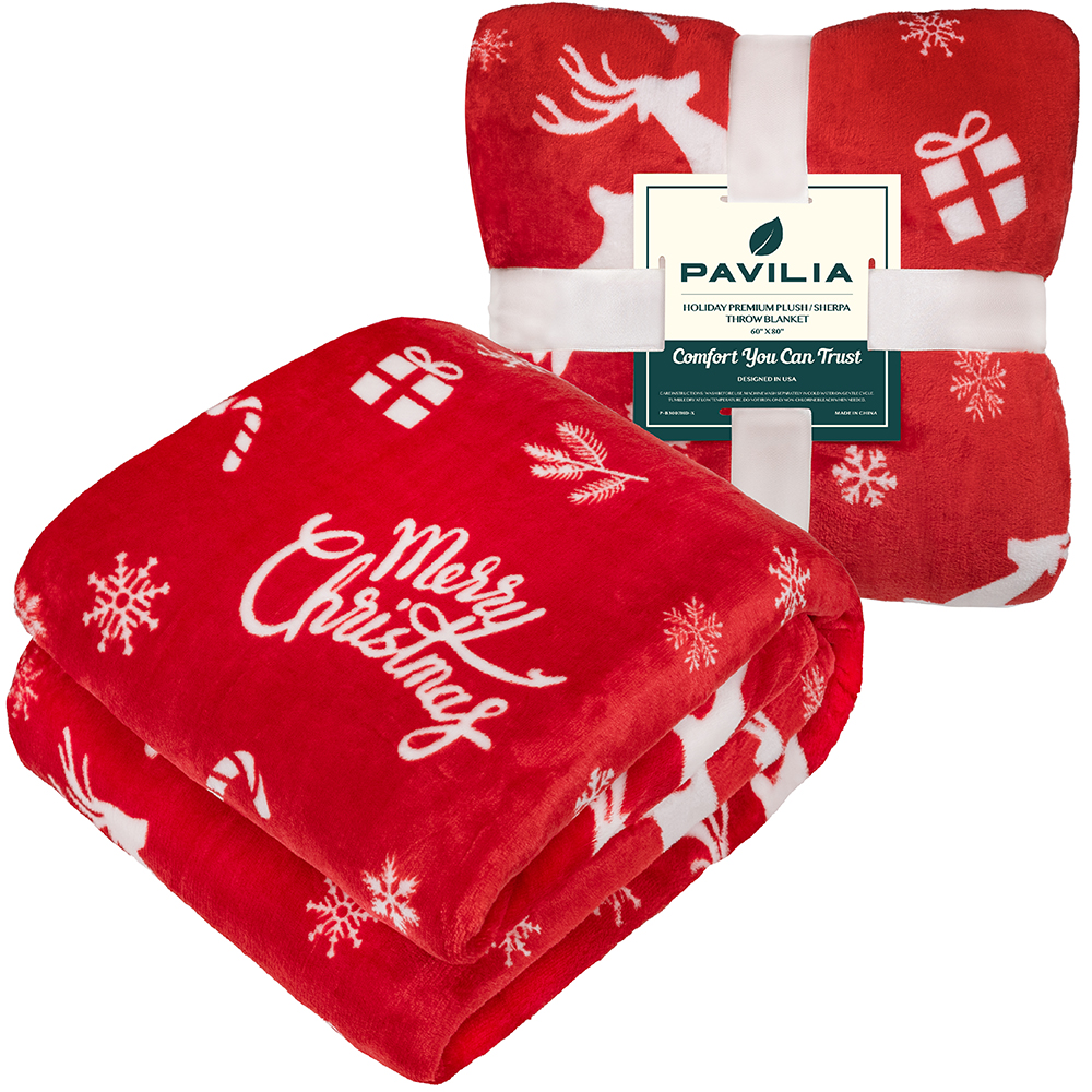 Merry Christmas Throw Blanket Holiday Pattern Decor Soft Fleece Sofa Couch Gift - Picture 75 of 110