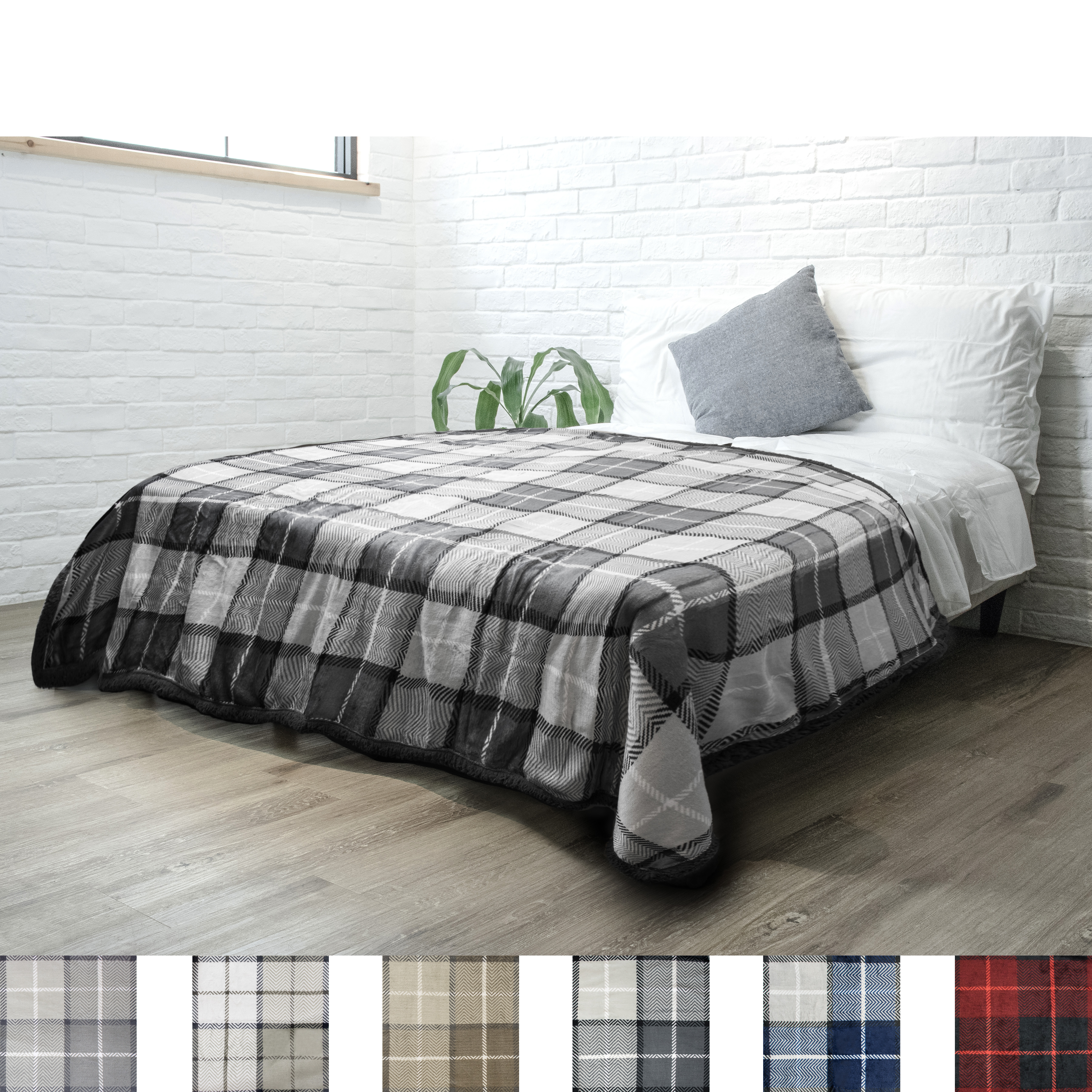 Plaid Throw Blanket for Couch Sofa Bed Sherpa Fleece Soft Microfiber Reversible - Picture 74 of 114