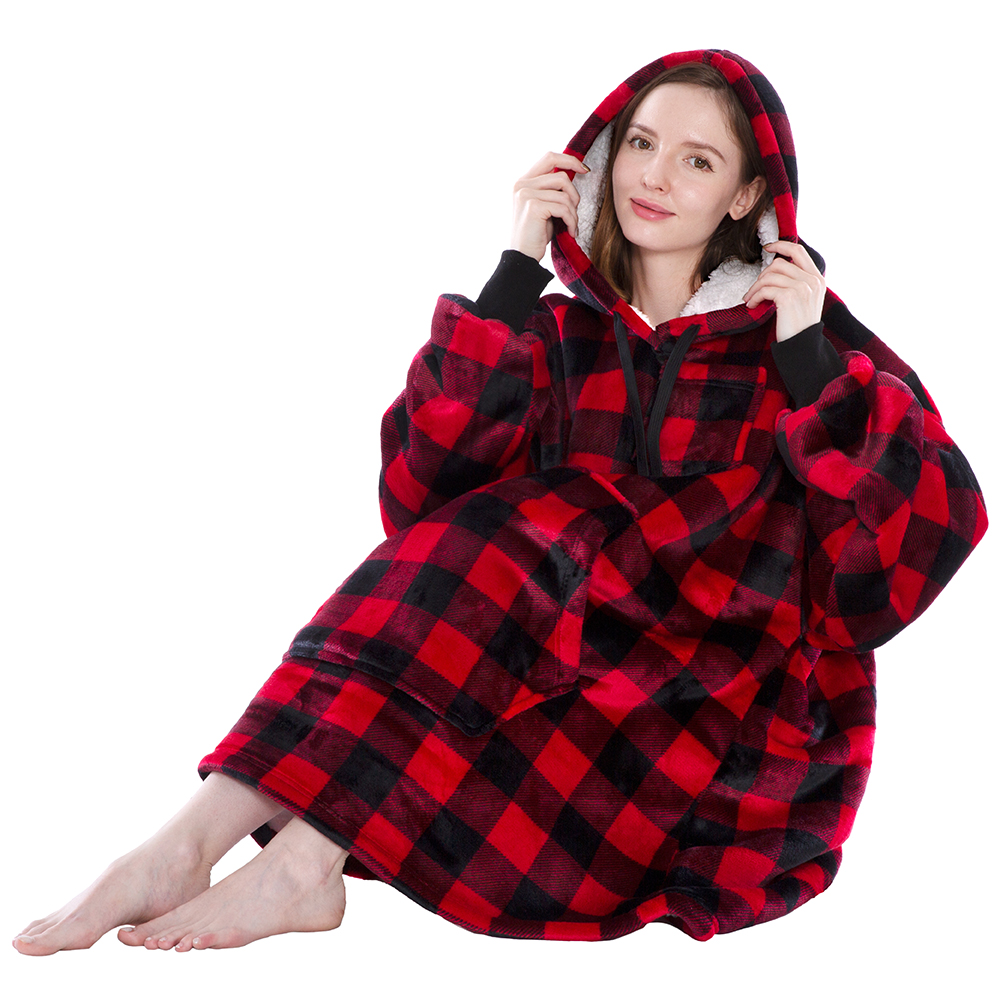 Blanket Sweatshirt Sherpa Plush Soft Comfy Fleece Oversized Hoodie Pocket Gift - Picture 27 of 117