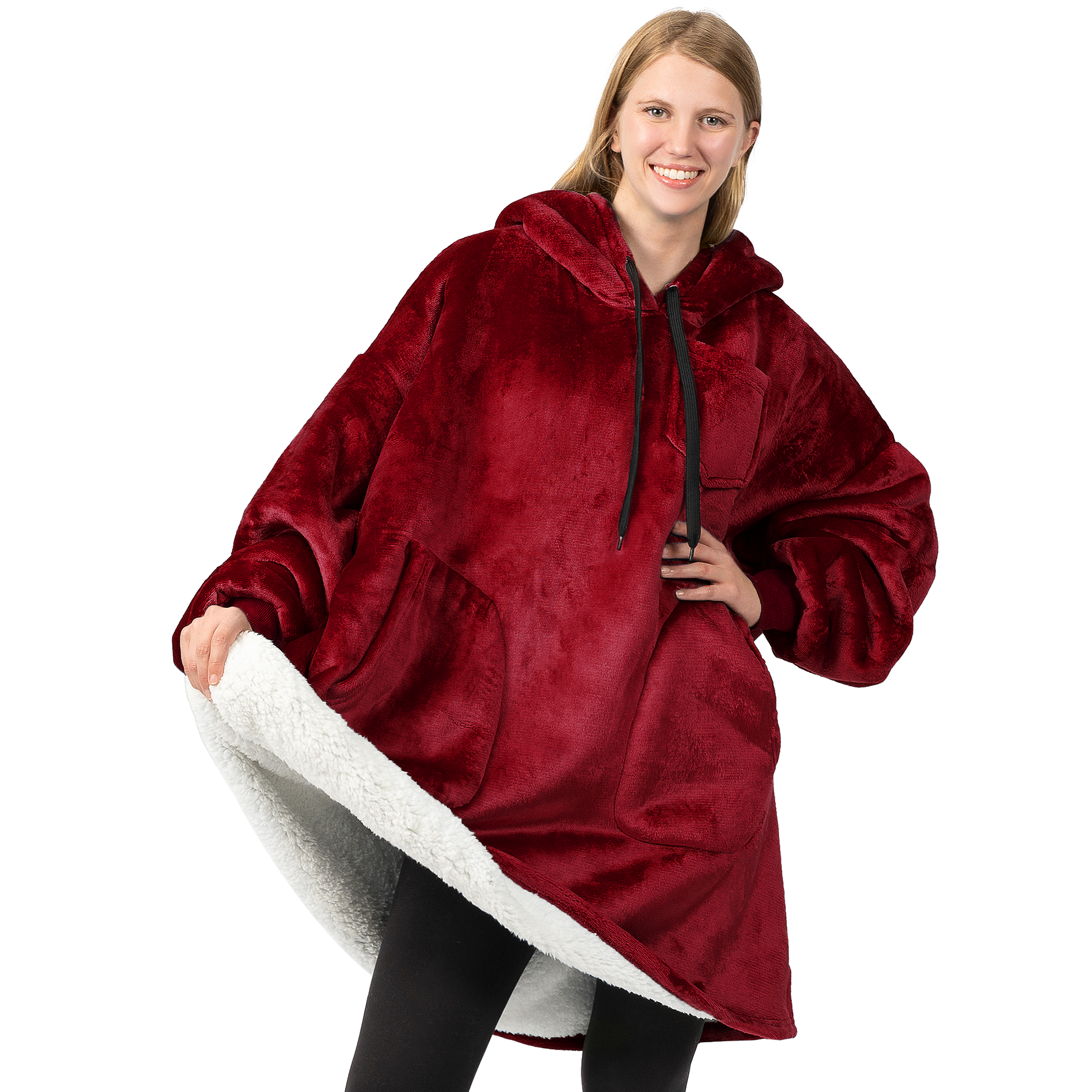 Manta Sudadera Sherpa Forro Felpa Suave Cómoda Vellón Gran Tamaño Sudadera con Capucha Bolsillo - Imagen 110 de 118