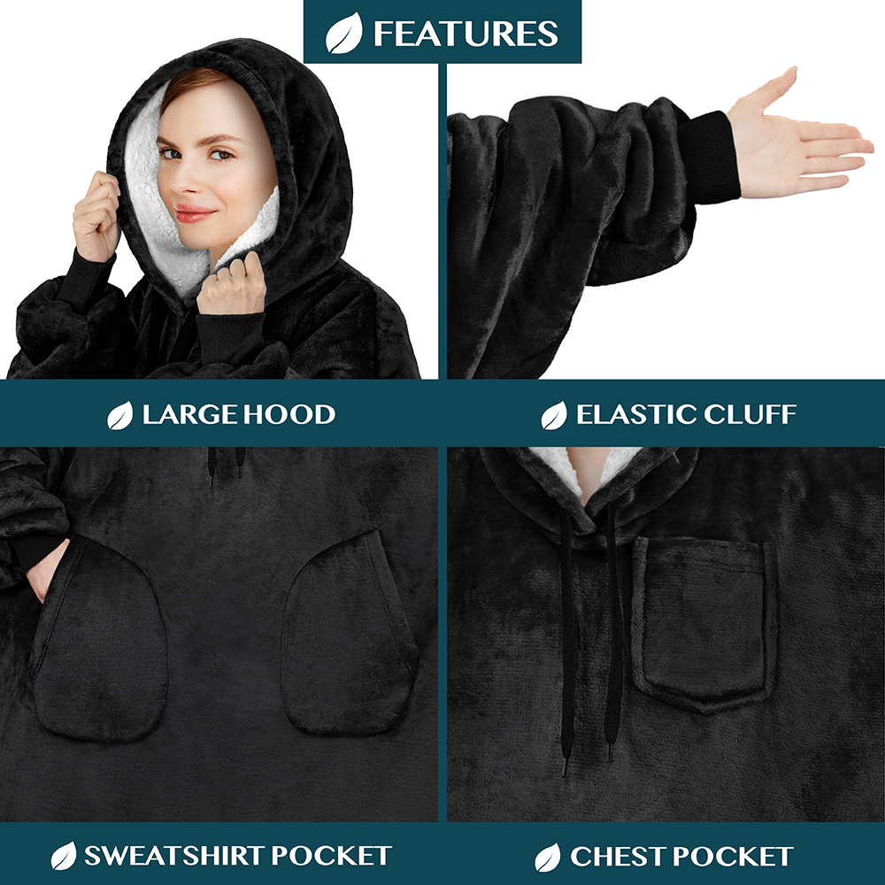 Manta Sudadera Sherpa Forro Felpa Suave Cómoda Vellón Gran Tamaño Sudadera con Capucha Bolsillo - Imagen 5 de 118