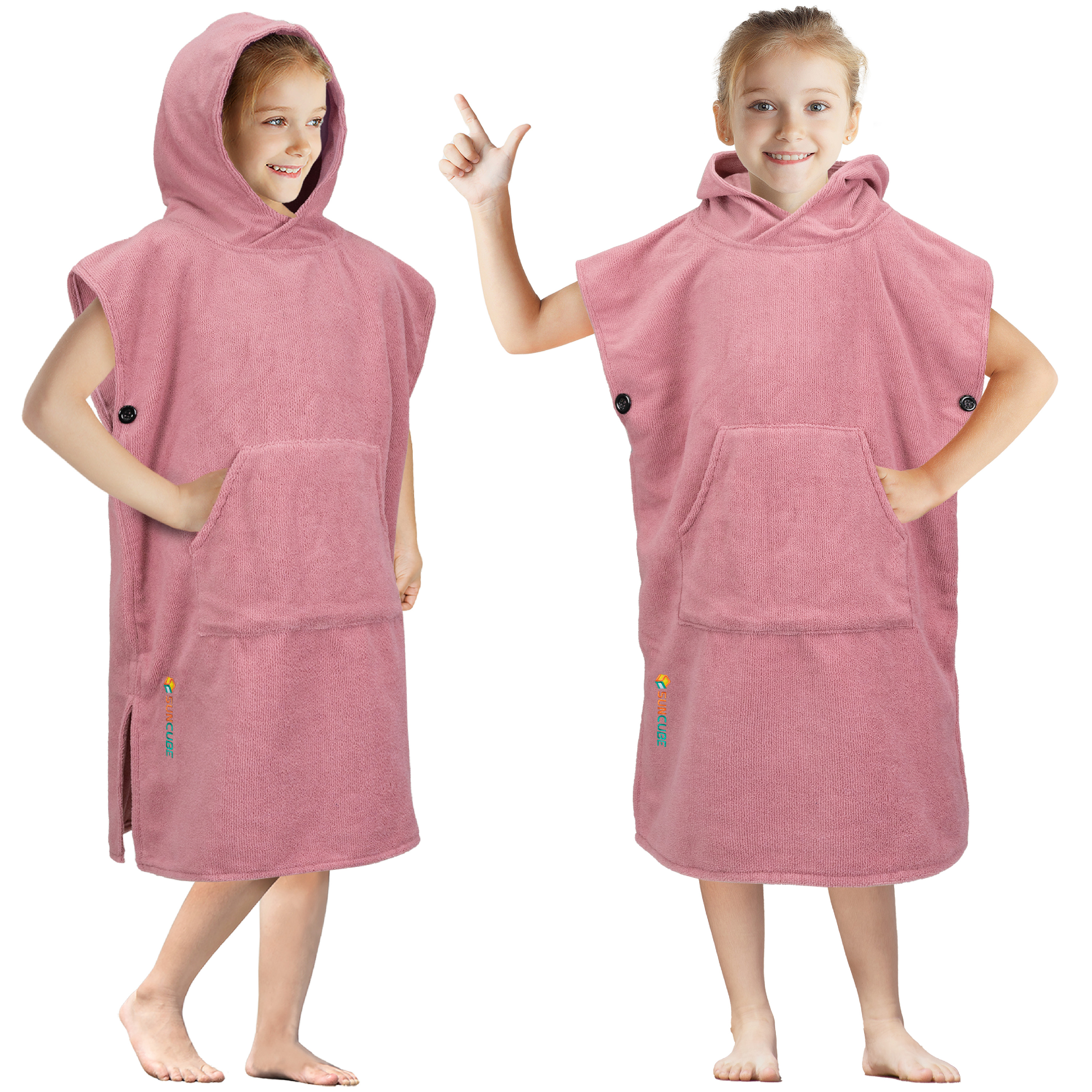 Kids Swim Poncho Hooded Towel Changing Robe for Swim Bath Towel 3-8 Boys Girls - Picture 51 of 71