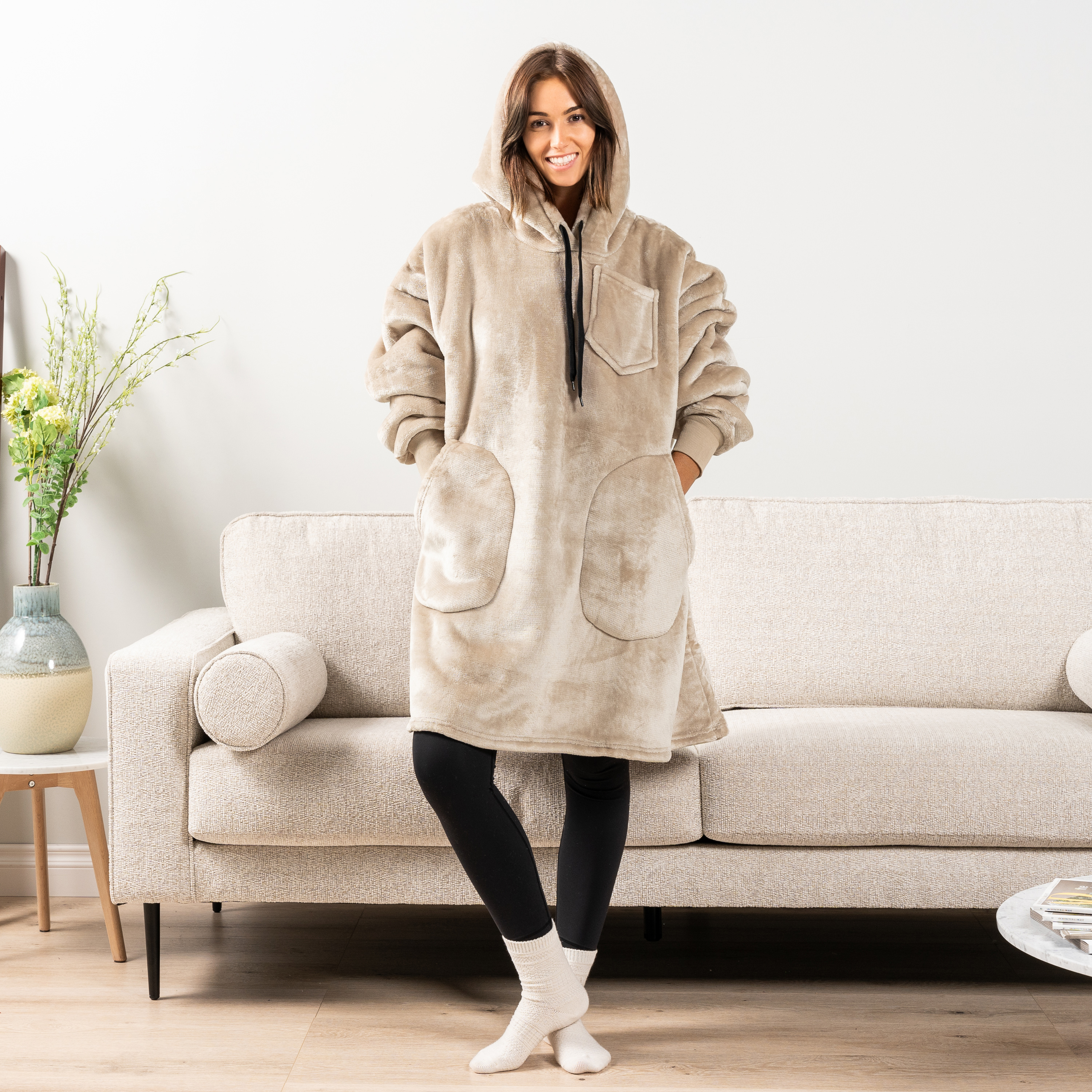 Manta Sudadera Sherpa Forro Felpa Suave Cómoda Vellón Gran Tamaño Sudadera con Capucha Bolsillo - Imagen 96 de 118